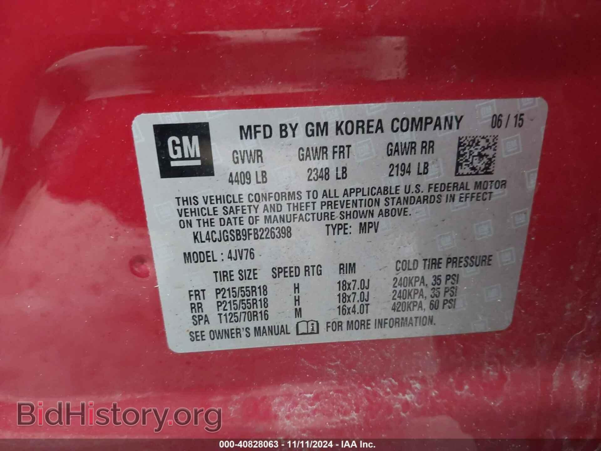 2015 BUICK ENCORE - VIN: KL4CJGSB9FB226398 - Photo 9