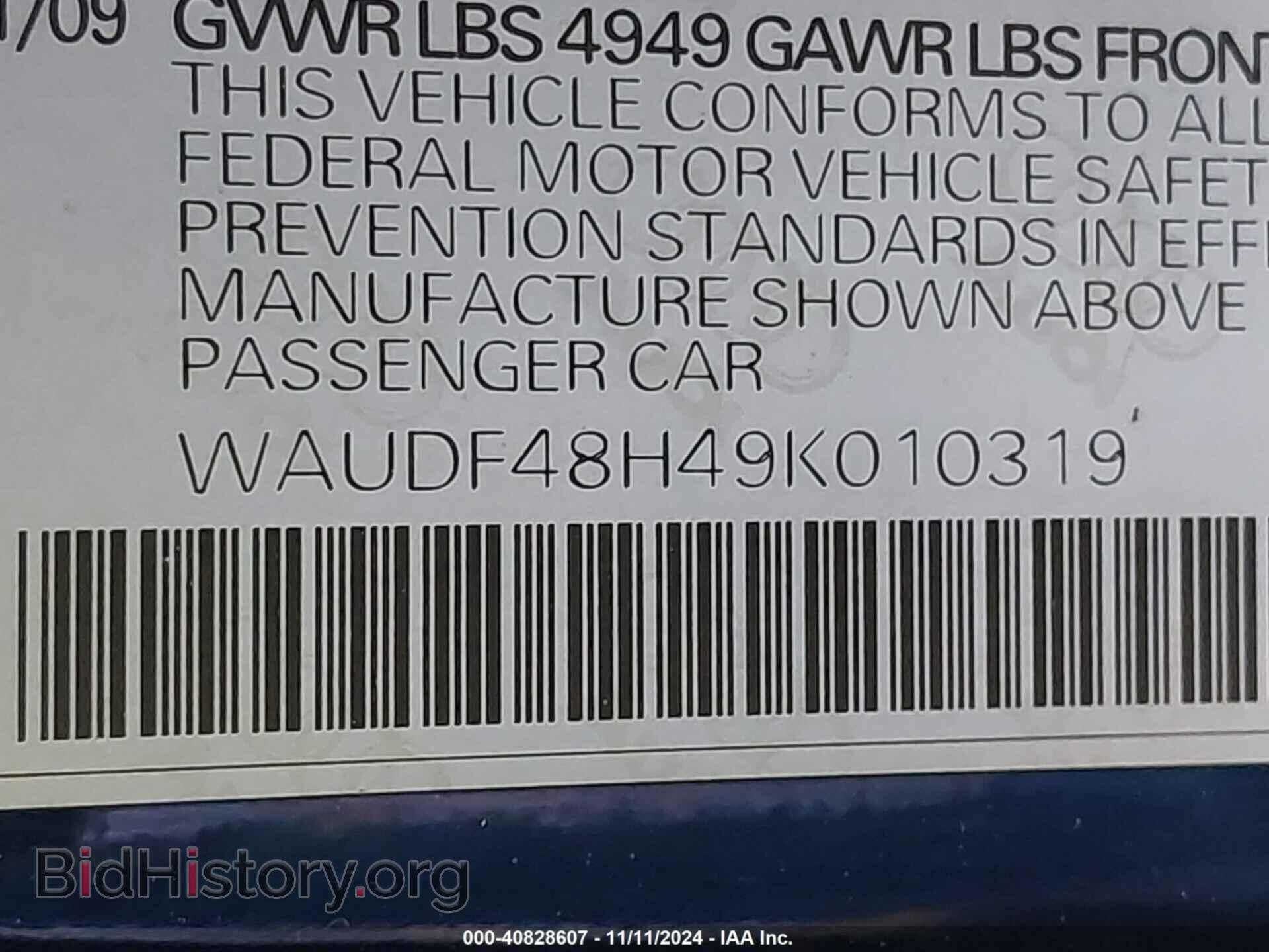 2009 AUDI A4 - VIN: WAUDF48H49K010319 - Фото 9