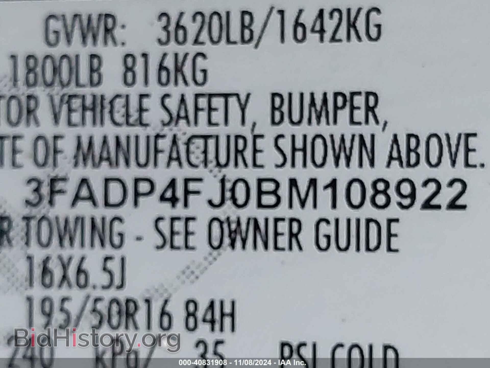 2011 FORD FIESTA - VIN: 3FADP4FJ0BM108922 - Фото 9