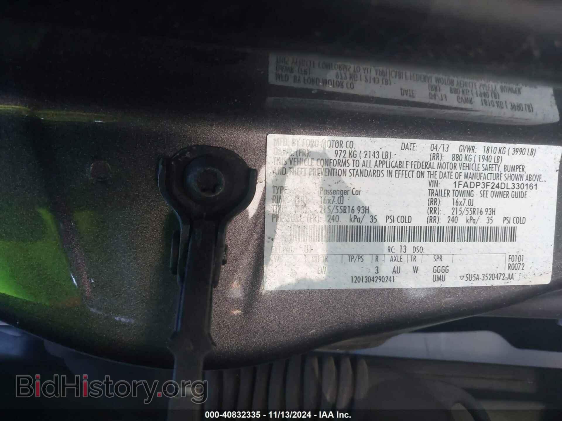 2013 FORD FOCUS - VIN: 1FADP3F24DL330161 - Фото 9