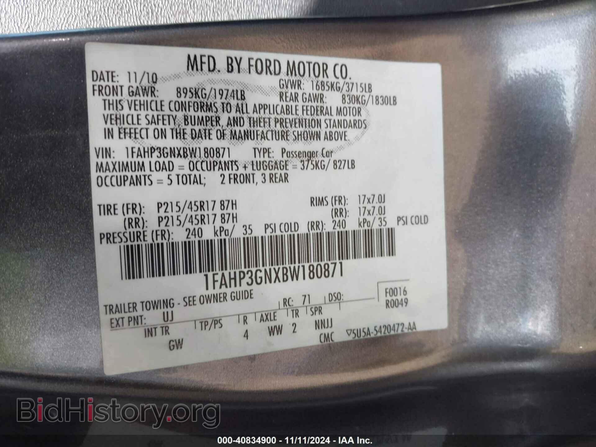 2011 FORD FOCUS - VIN: 1FAHP3GNXBW180871 - Фото 9