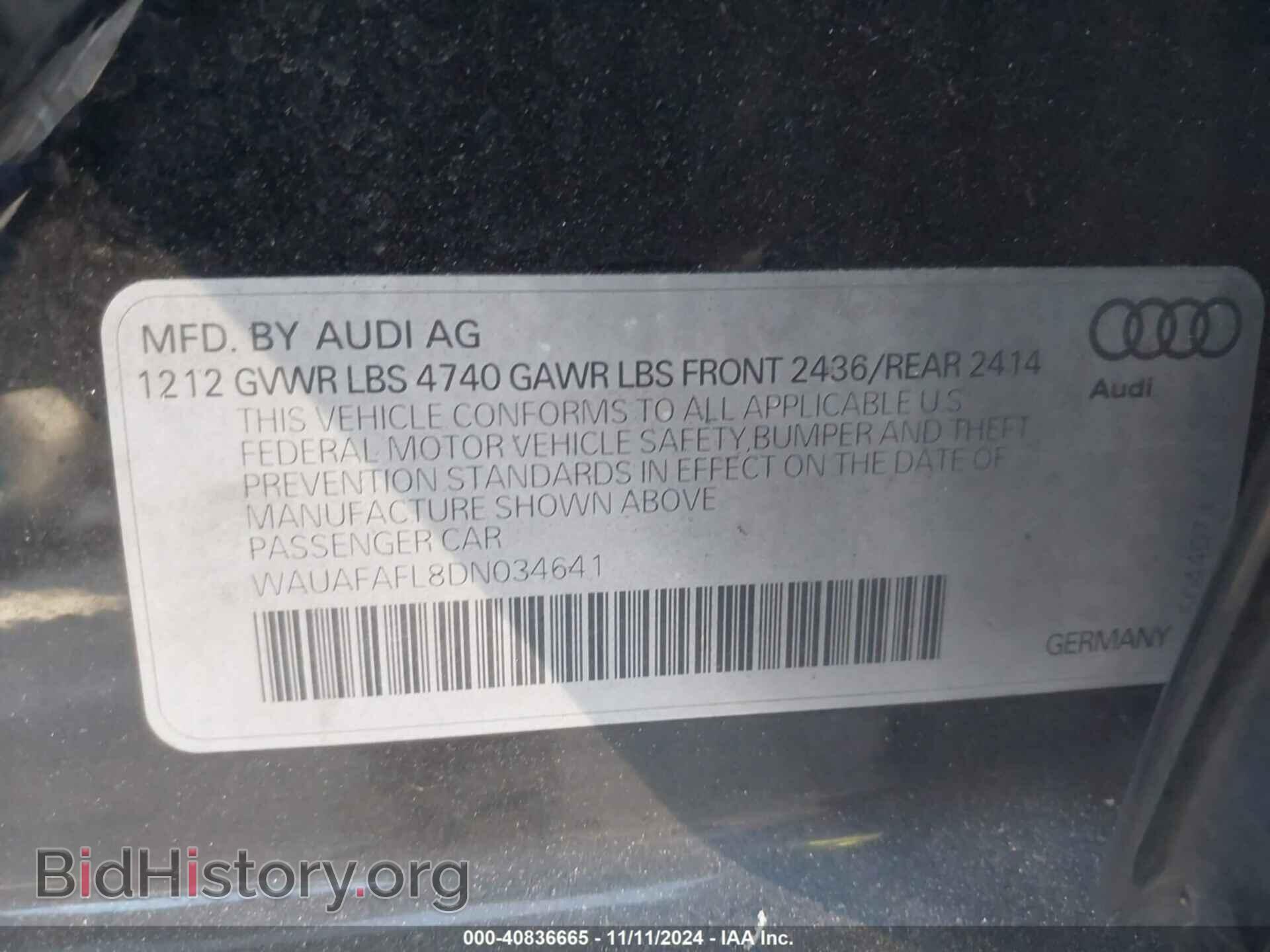 2013 AUDI A4 - VIN: WAUAFAFL8DN034641 - Фото 9