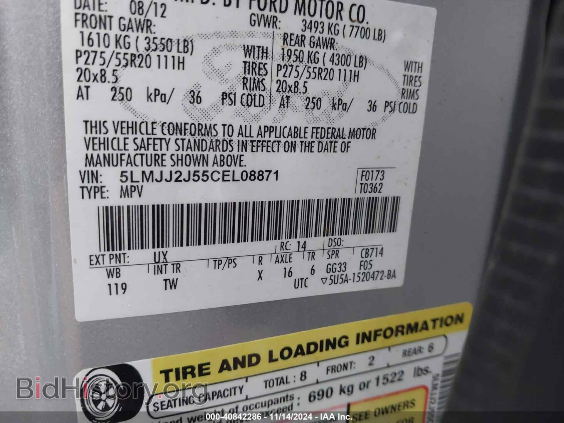 2012 LINCOLN NAVIGATOR - VIN: 5LMJJ2J55CEL08871 - Фото 9