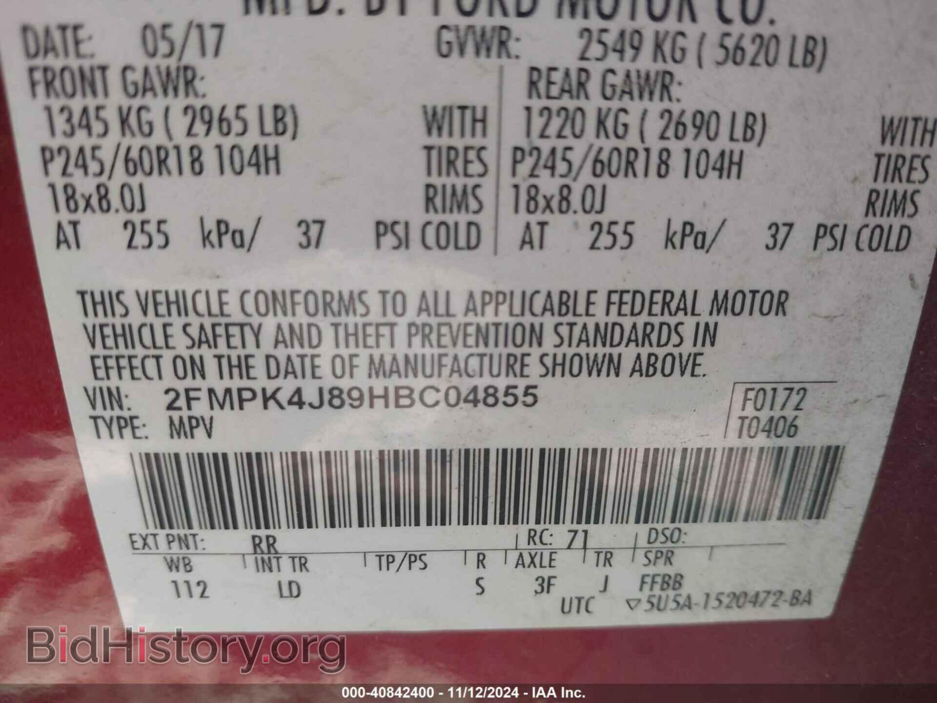 2017 FORD EDGE - VIN: 2FMPK4J89HBC04855 - Photo 9