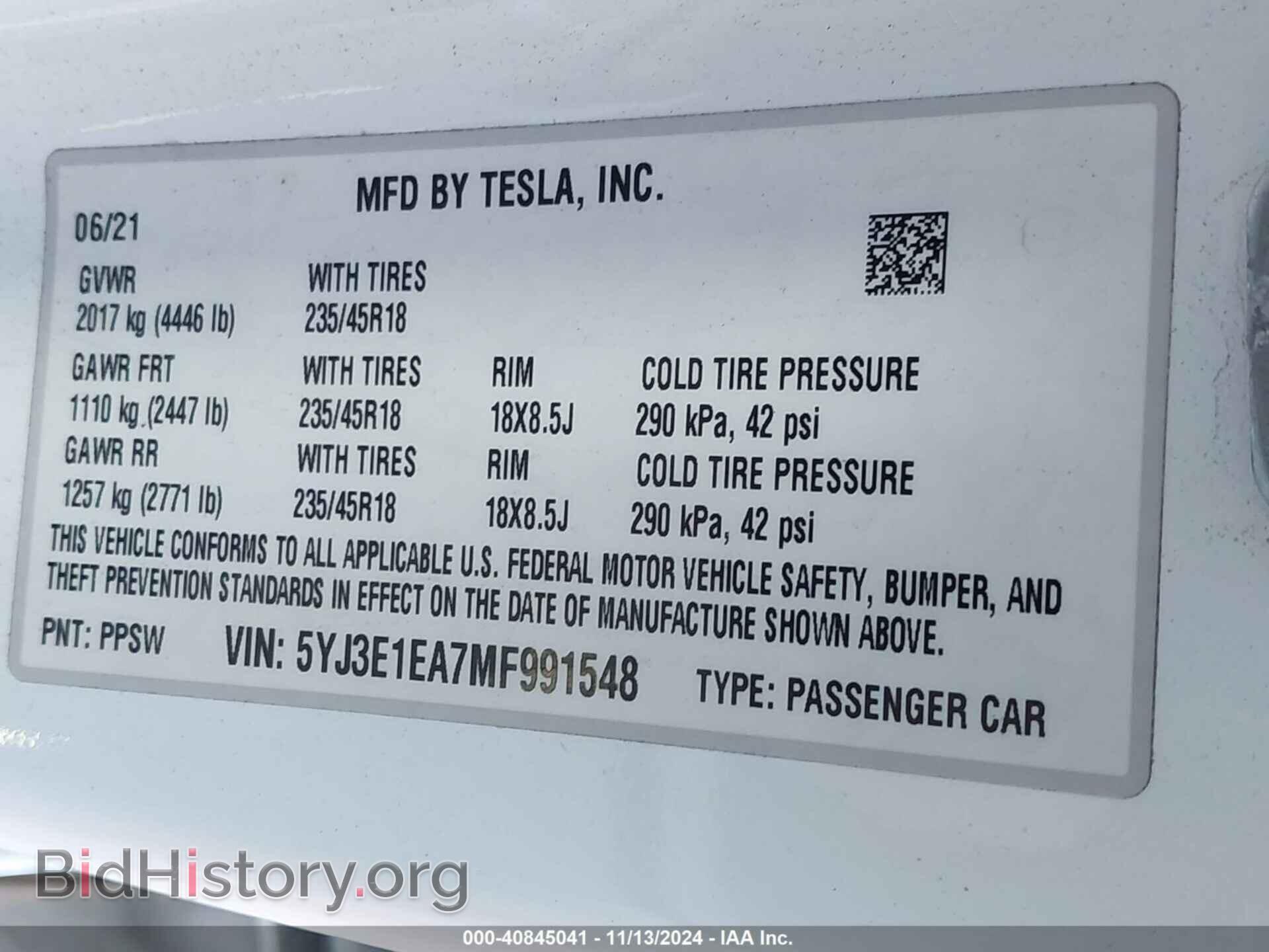 2021 TESLA MODEL 3 - VIN: 5YJ3E1EA7MF991548 - Photo 9