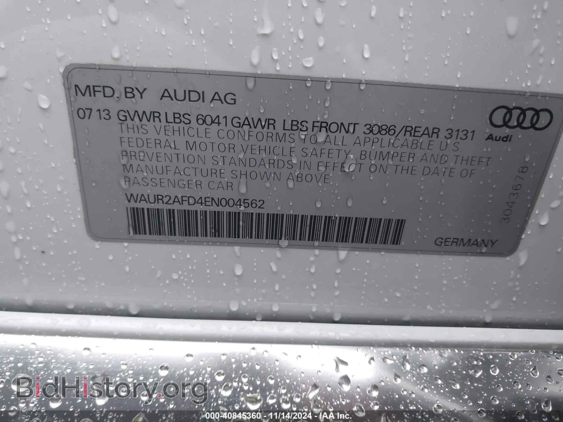 2014 AUDI A8 L - VIN: WAUR2AFD4EN004562 - Фото 9