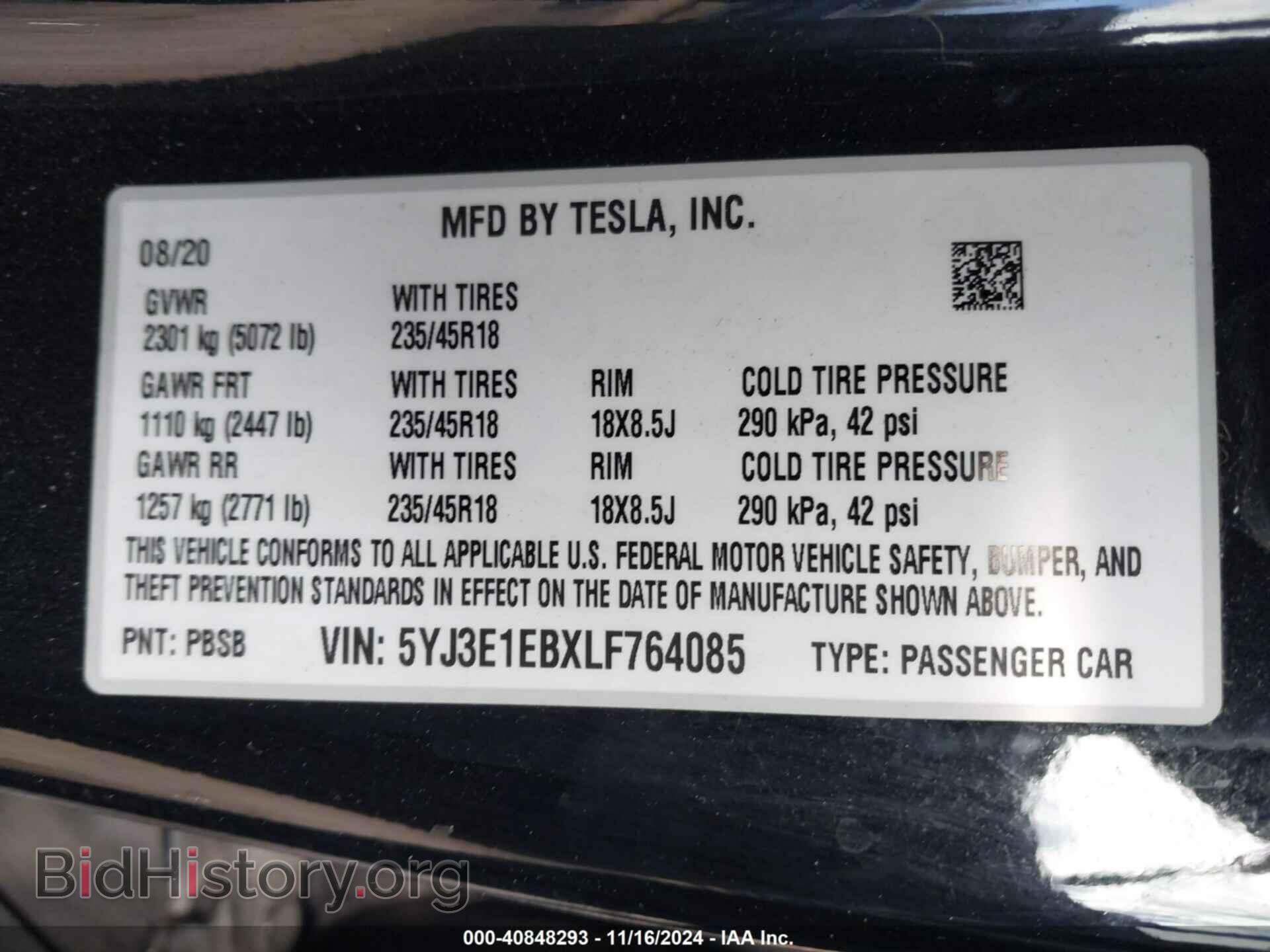 2020 TESLA MODEL 3 - VIN: 5YJ3E1EBXLF764085 - Фото 9