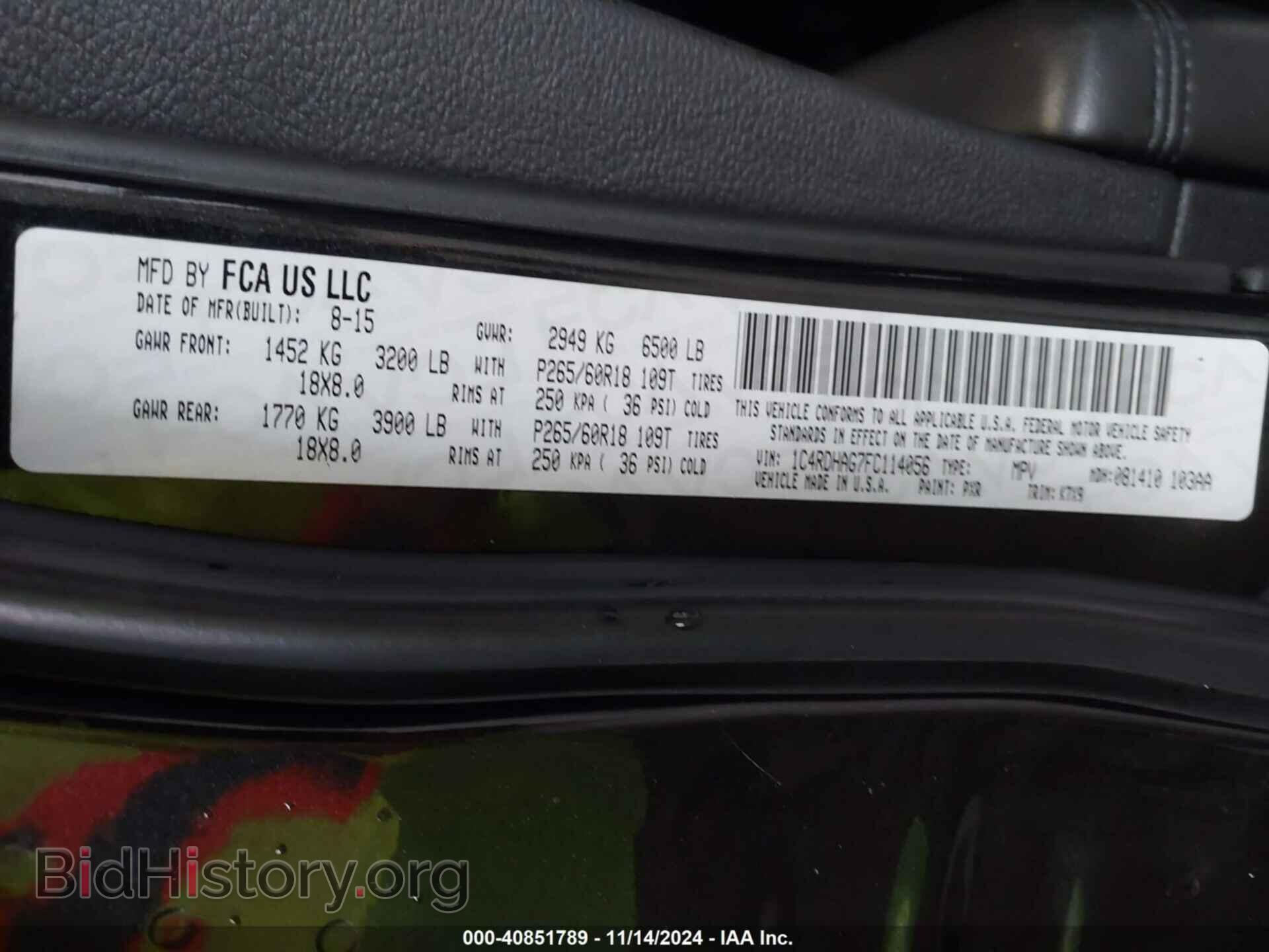 2015 DODGE DURANGO - VIN: 1C4RDHAG7FC114056 - Photo 9