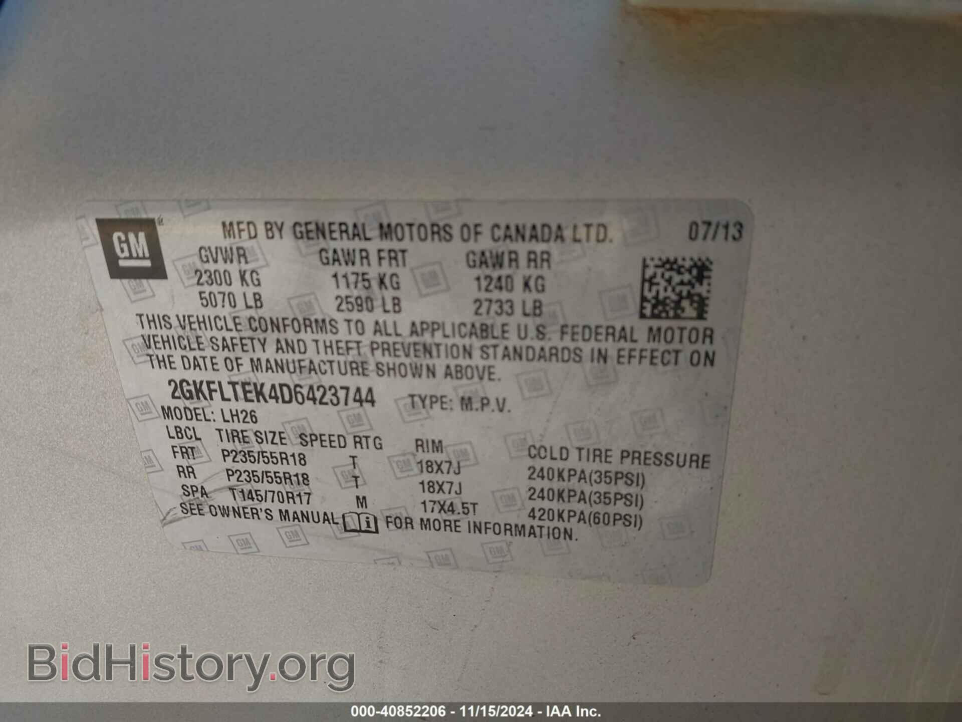 2013 GMC TERRAIN - VIN: 2GKFLTEK4D6423744 - Photo 9