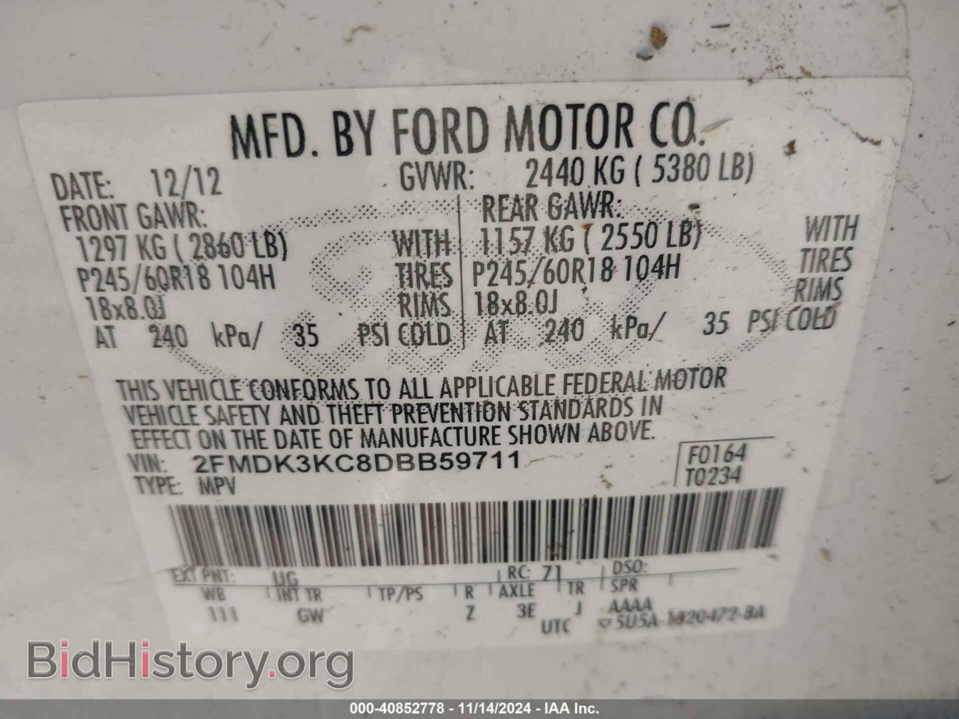 2013 FORD EDGE - VIN: 2FMDK3KC8DBB59711 - Photo 9
