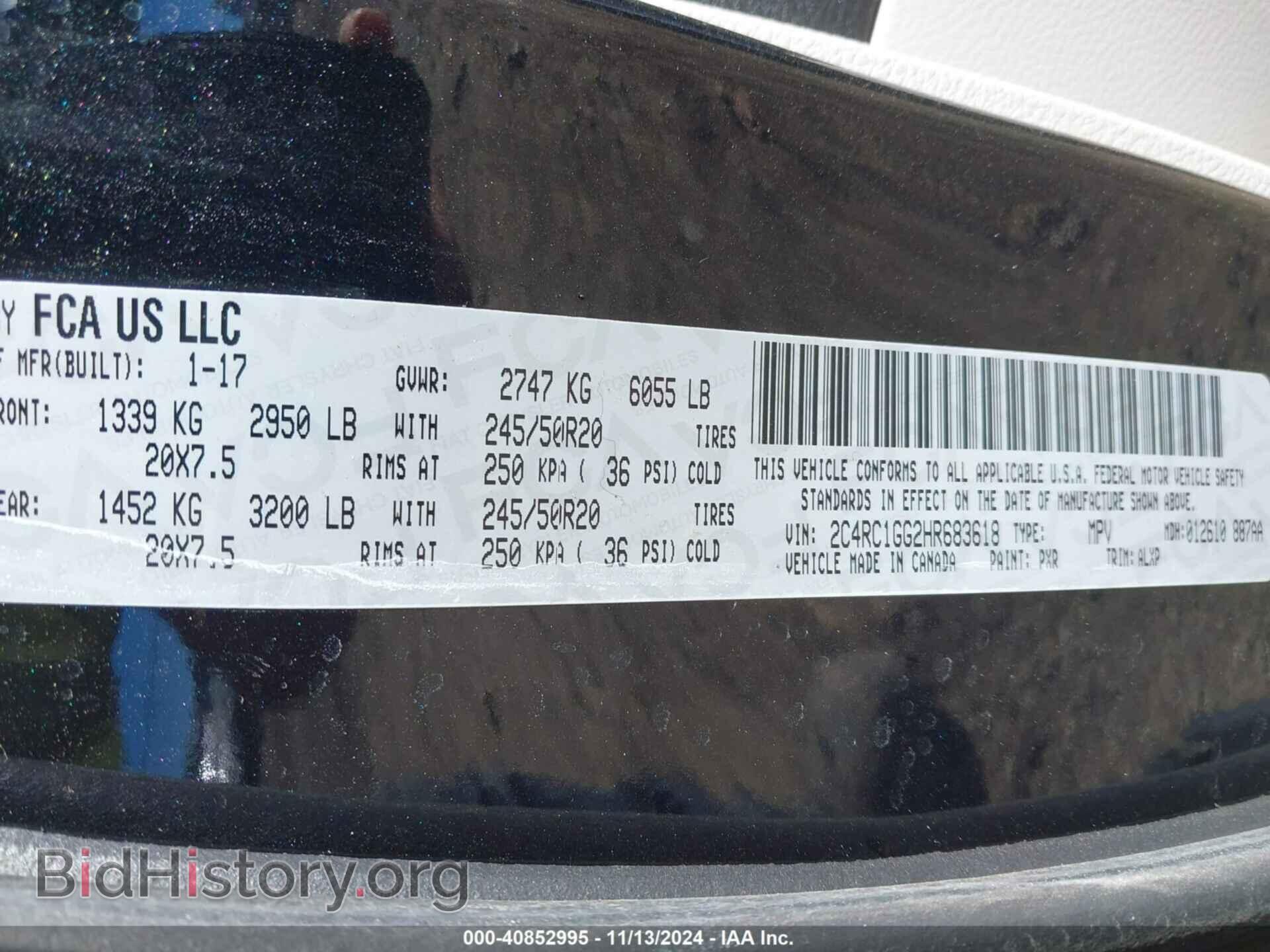 2017 CHRYSLER PACIFICA - VIN: 2C4RC1GG2HR683618 - Photo 9