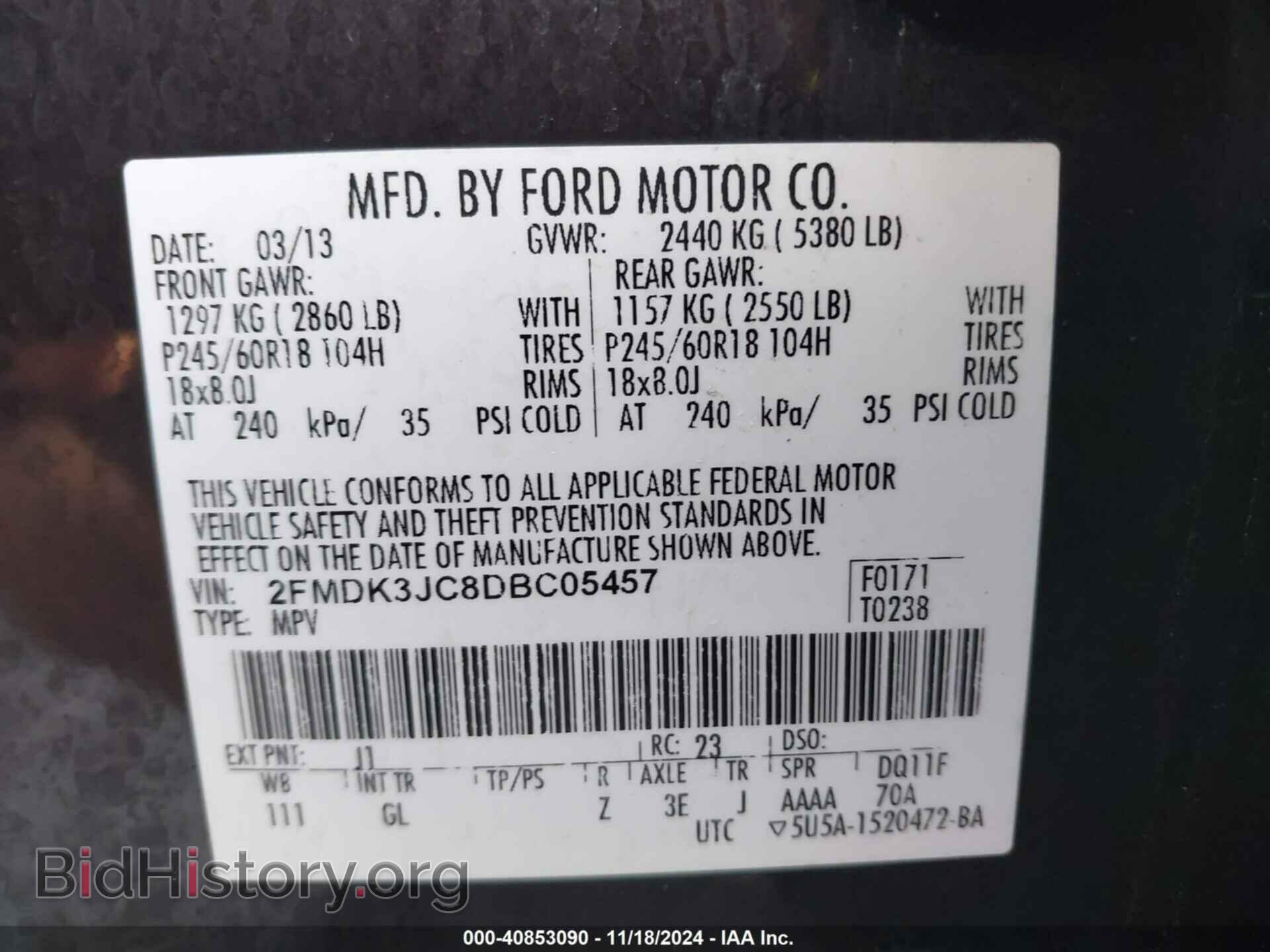 2013 FORD EDGE - VIN: 2FMDK3JC8DBC05457 - Photo 9