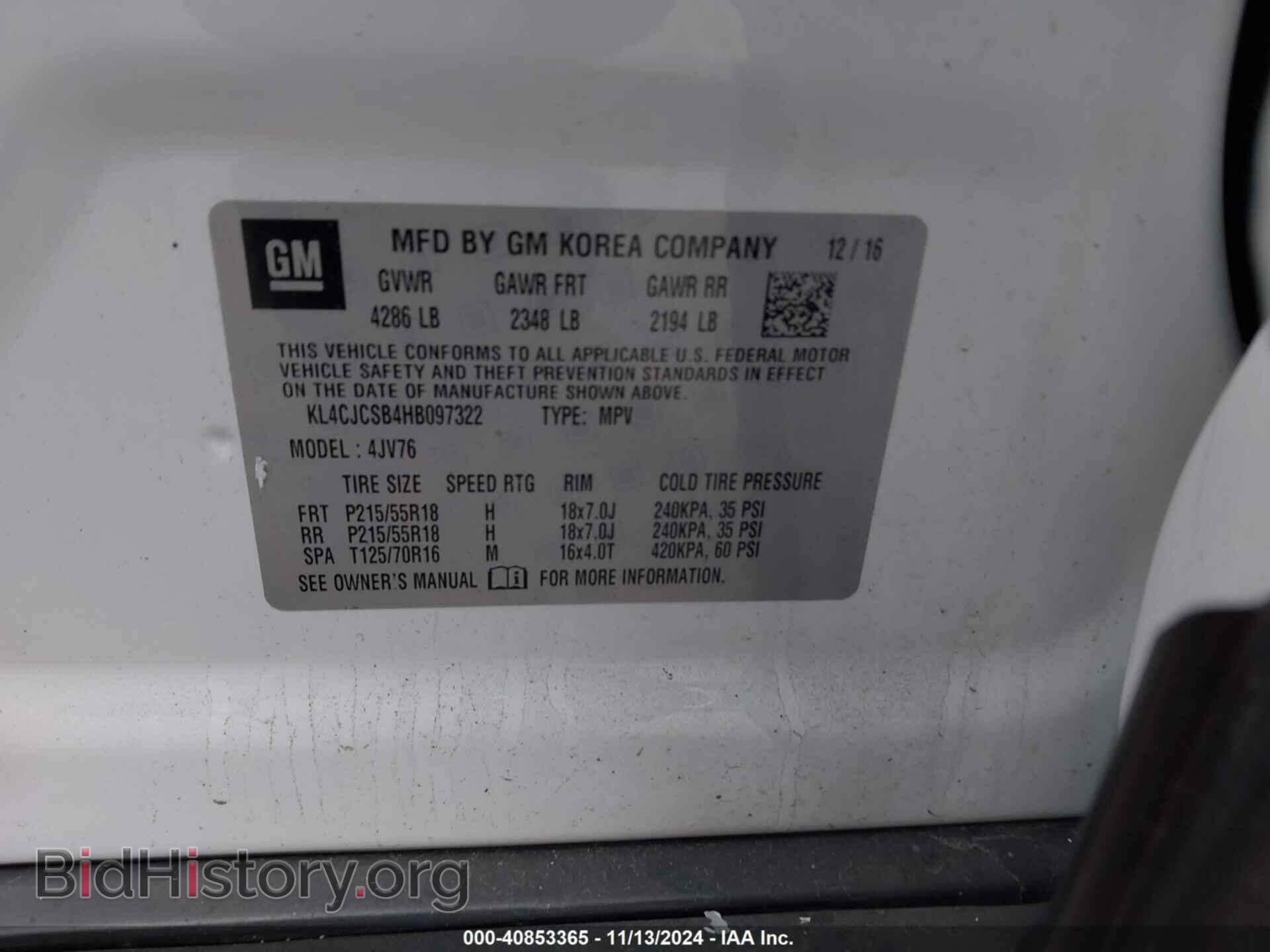 2017 BUICK ENCORE - VIN: KL4CJCSB4HB097322 - Photo 9