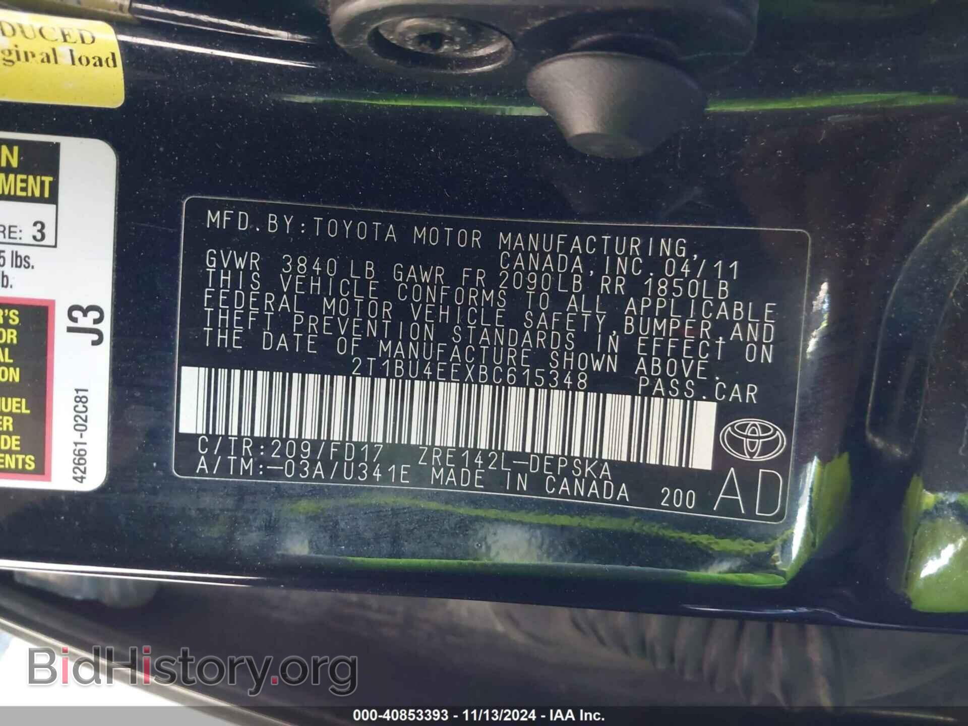 2011 TOYOTA COROLLA - VIN: 2T1BU4EEXBC615348 - Фото 9