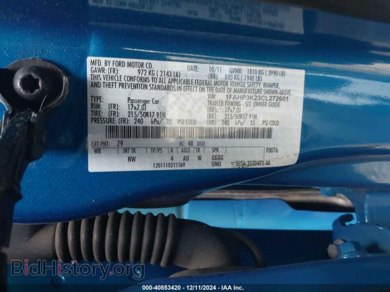2012 Ford FOCUS (VIN 1FAHP3K23CL272601) — photo 9 of 11