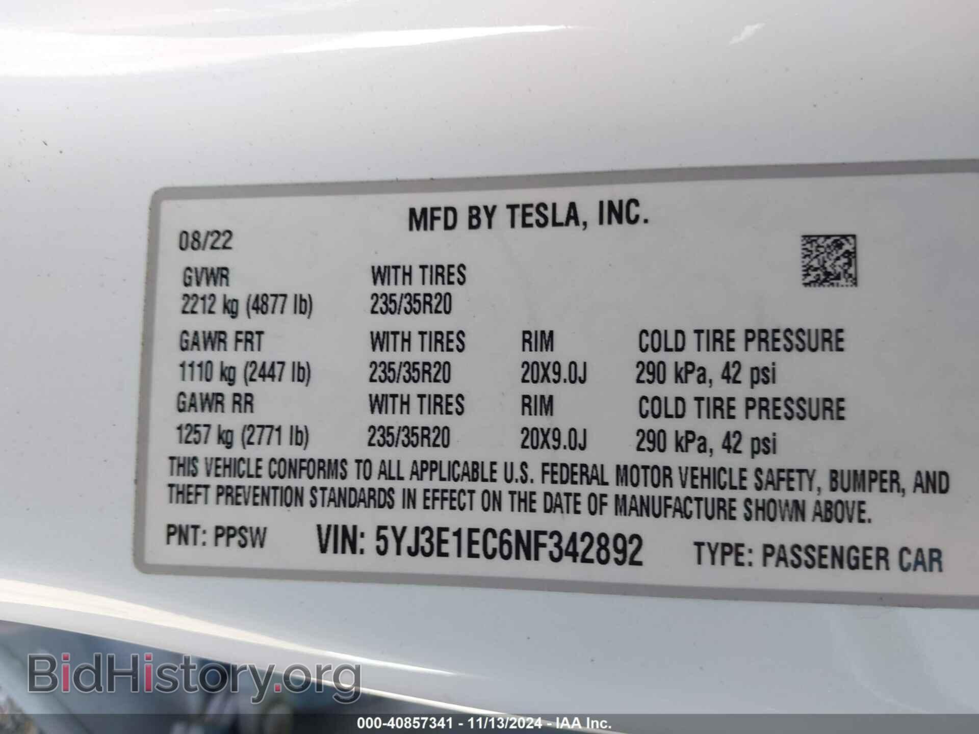 2022 TESLA MODEL 3 - VIN: 5YJ3E1EC6NF342892 - Фото 9