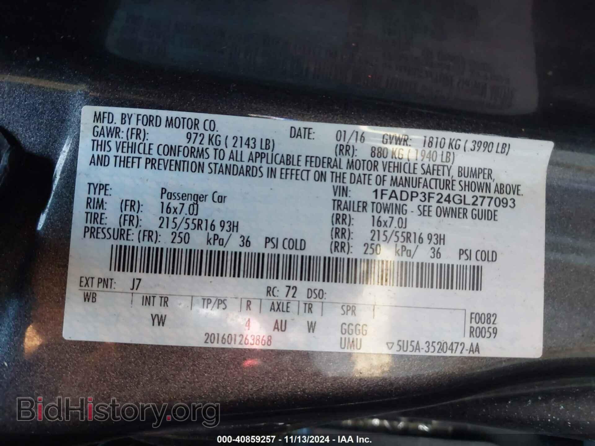 2016 FORD FOCUS - VIN: 1FADP3F24GL277093 - Фото 9