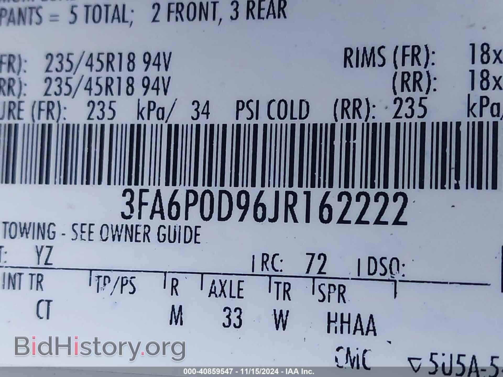 2018 FORD FUSION - VIN: 3FA6P0D96JR162222 - Фото 9