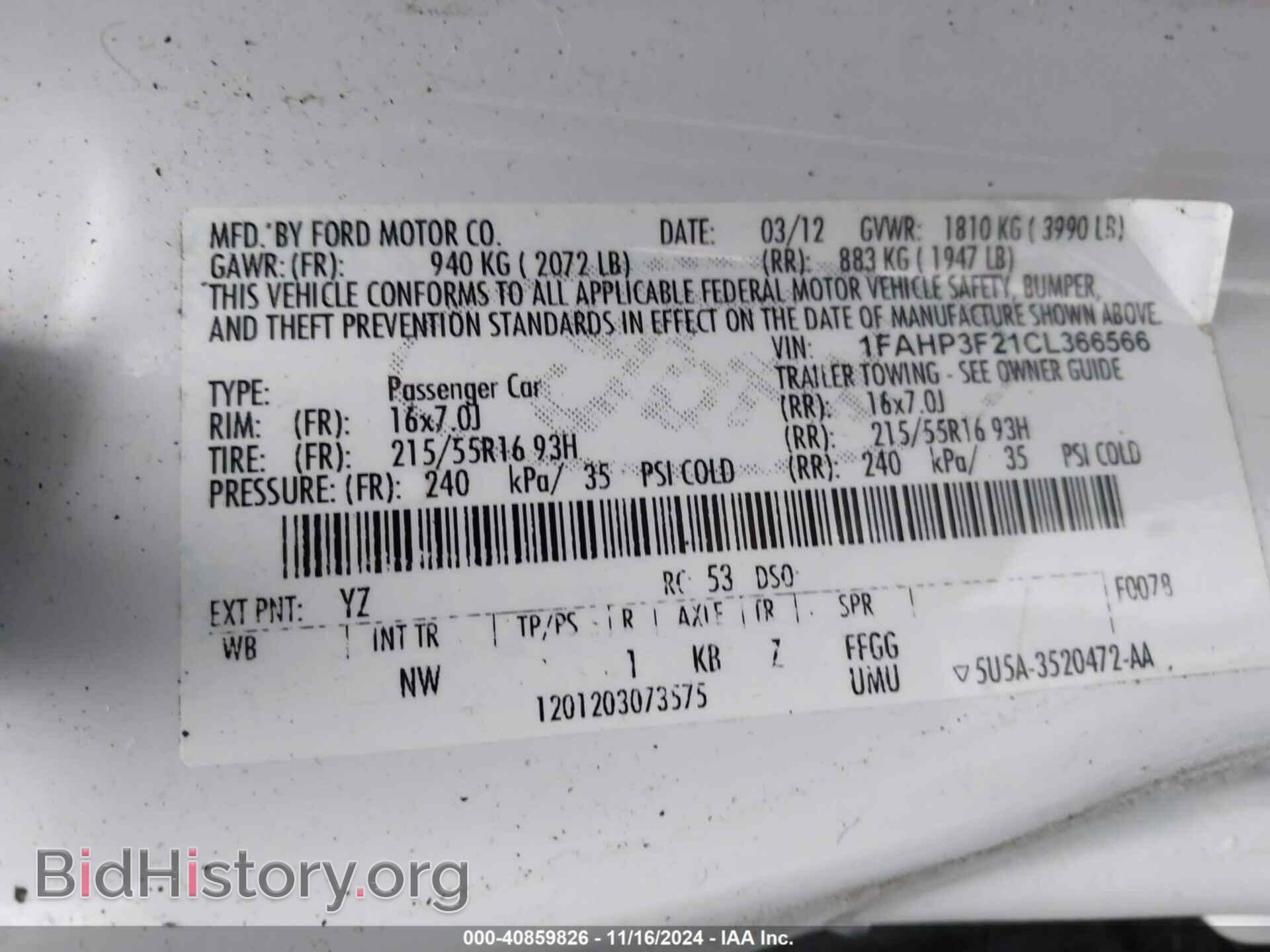 2012 FORD FOCUS - VIN: 1FAHP3F21CL366566 - Фото 9