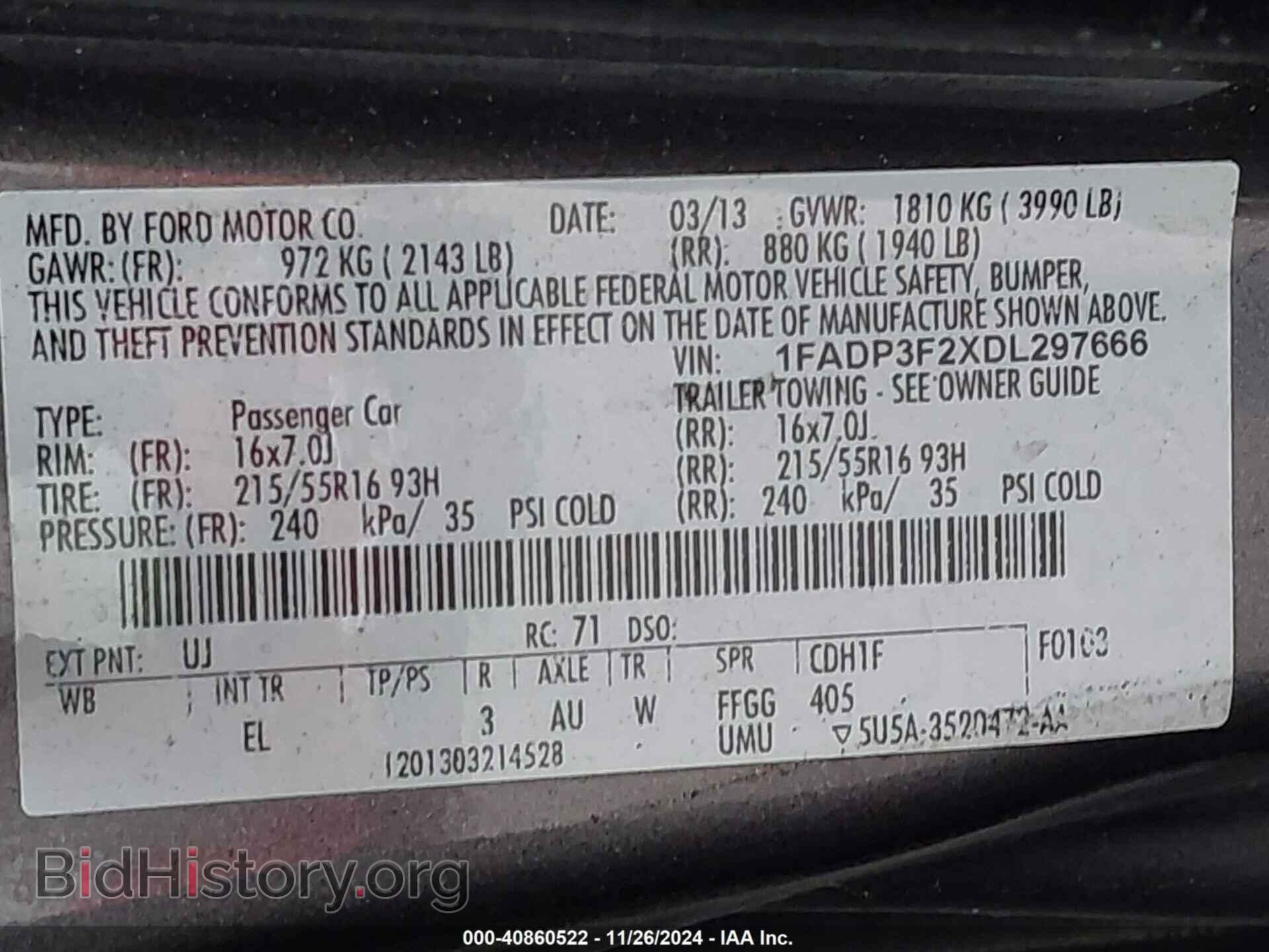 2013 FORD FOCUS - VIN: 1FADP3F2XDL297666 - Фото 9