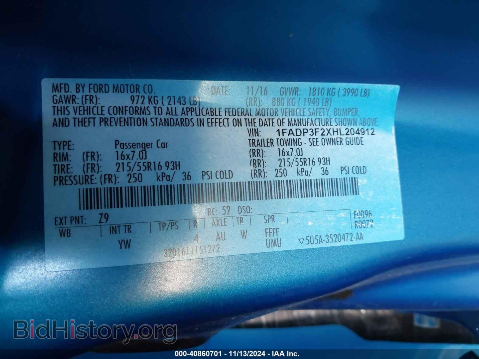 2017 FORD FOCUS - VIN: 1FADP3F2XHL204912 - Фото 9