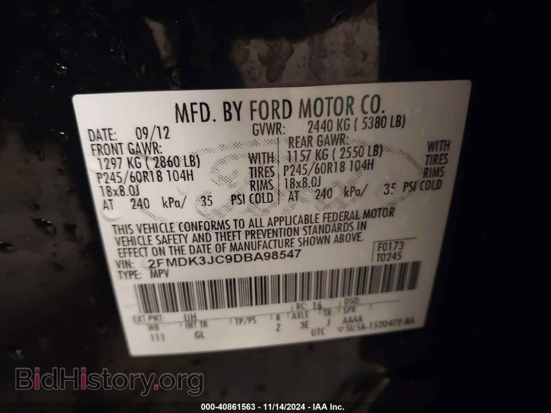 2013 FORD EDGE - VIN: 2FMDK3JC9DBA98547 - Photo 9