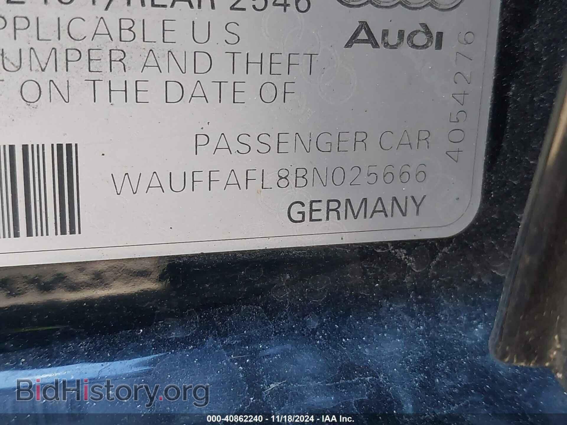 2011 AUDI A4 - VIN: WAUFFAFL8BN025666 - Фото 9