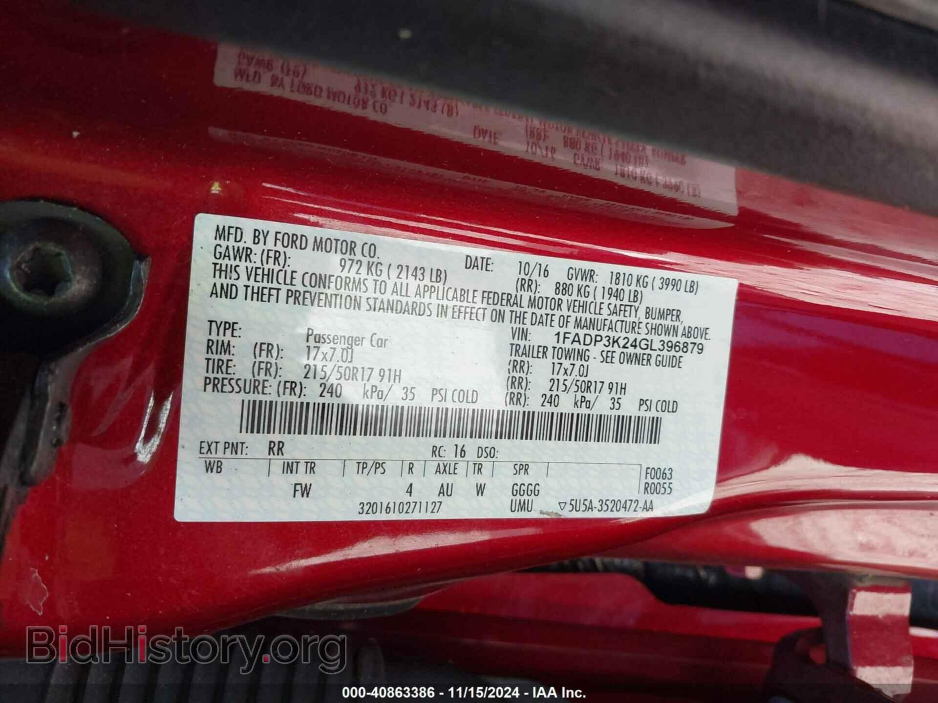2016 FORD FOCUS - VIN: 1FADP3K24GL396879 - Photo 9
