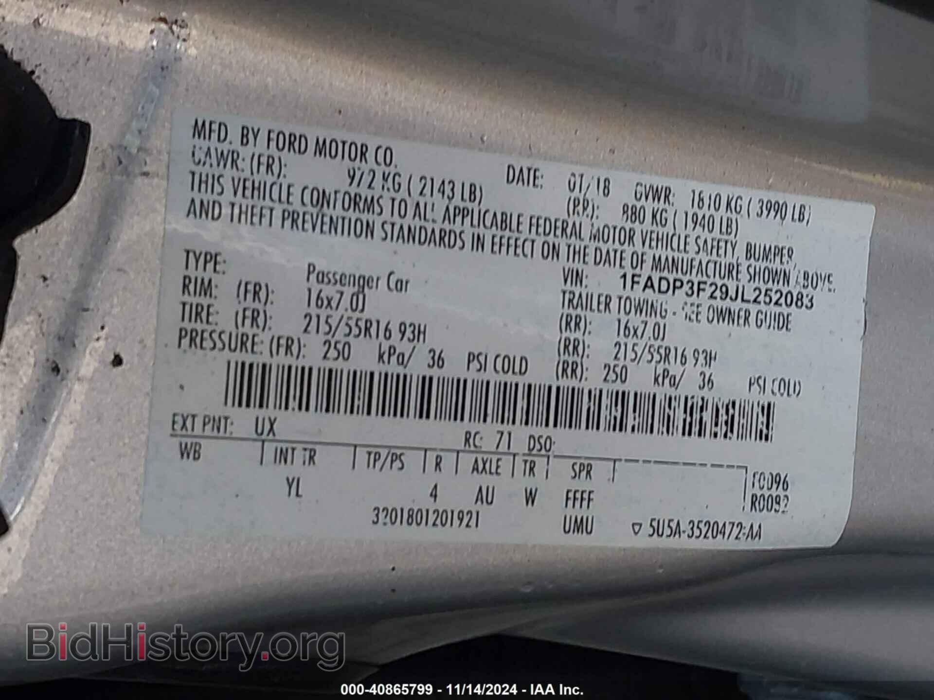 2018 FORD FOCUS - VIN: 1FADP3F29JL252083 - Фото 9