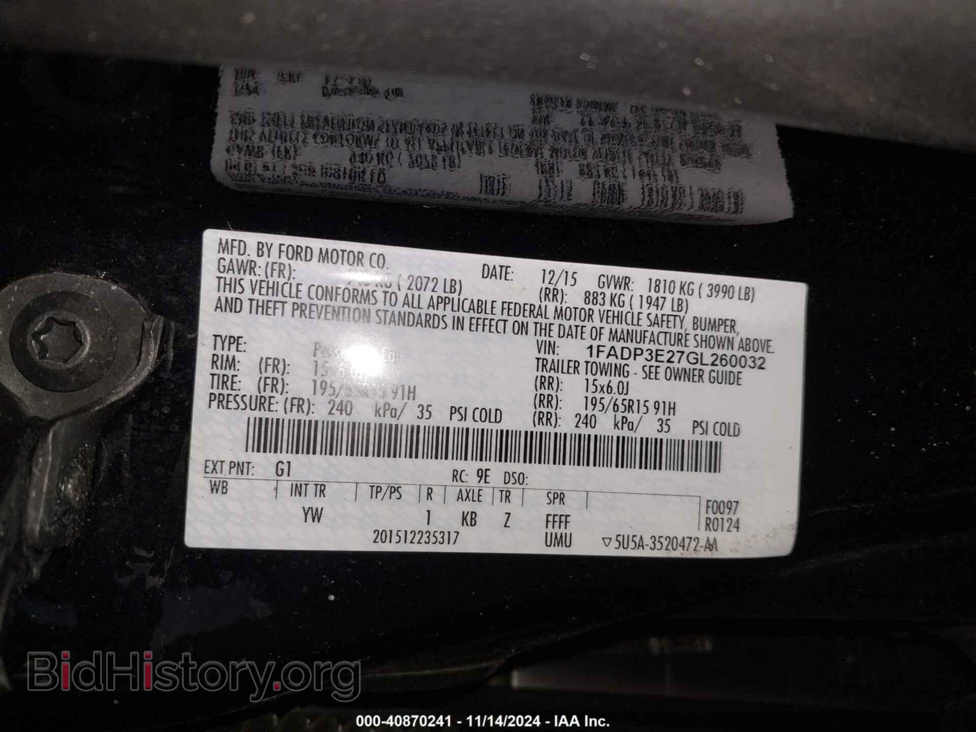 2016 FORD FOCUS - VIN: 1FADP3E27GL260032 - Фото 9
