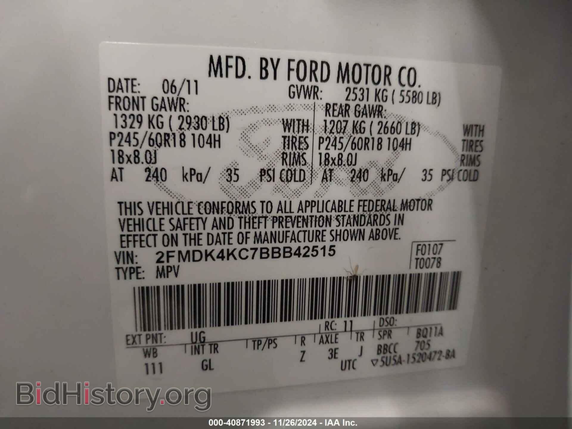 2011 FORD EDGE - VIN: 2FMDK4KC7BBB42515 - Photo 9