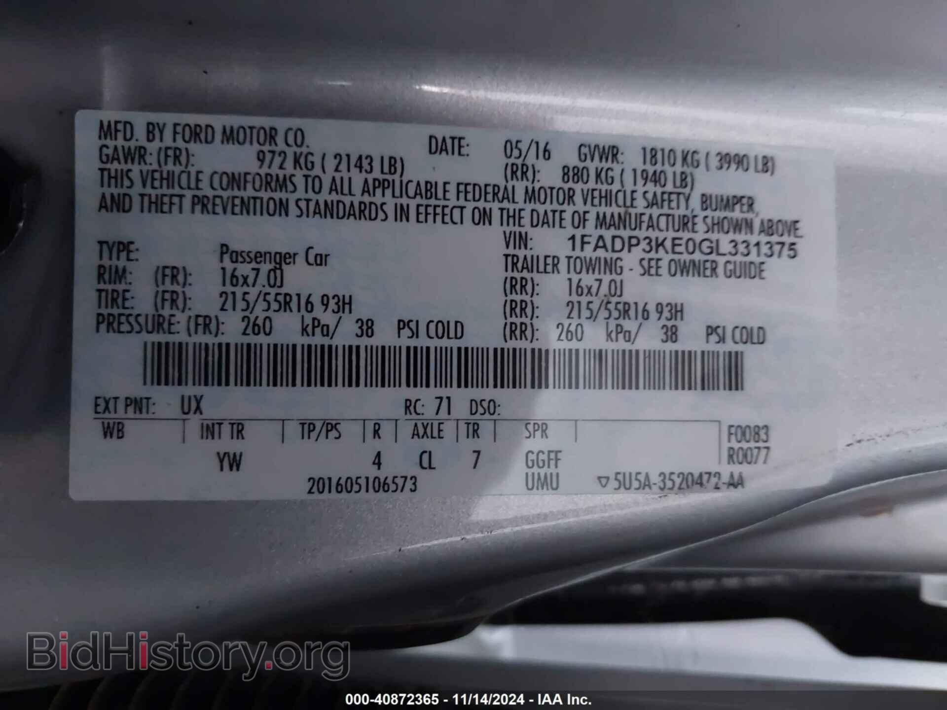 2016 FORD FOCUS - VIN: 1FADP3KE0GL331375 - Фото 9