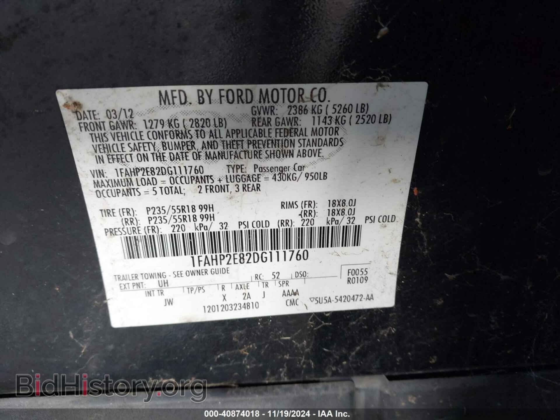 2013 FORD TAURUS - VIN: 1FAHP2E82DG111760 - Photo 9