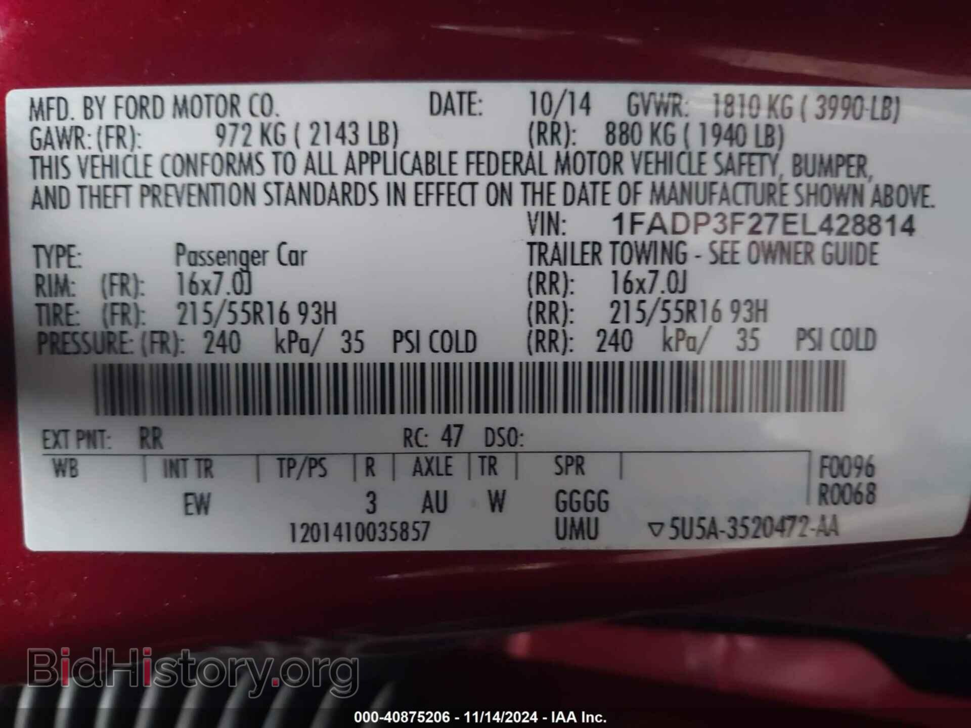 2014 FORD FOCUS - VIN: 1FADP3F27EL428814 - Photo 9