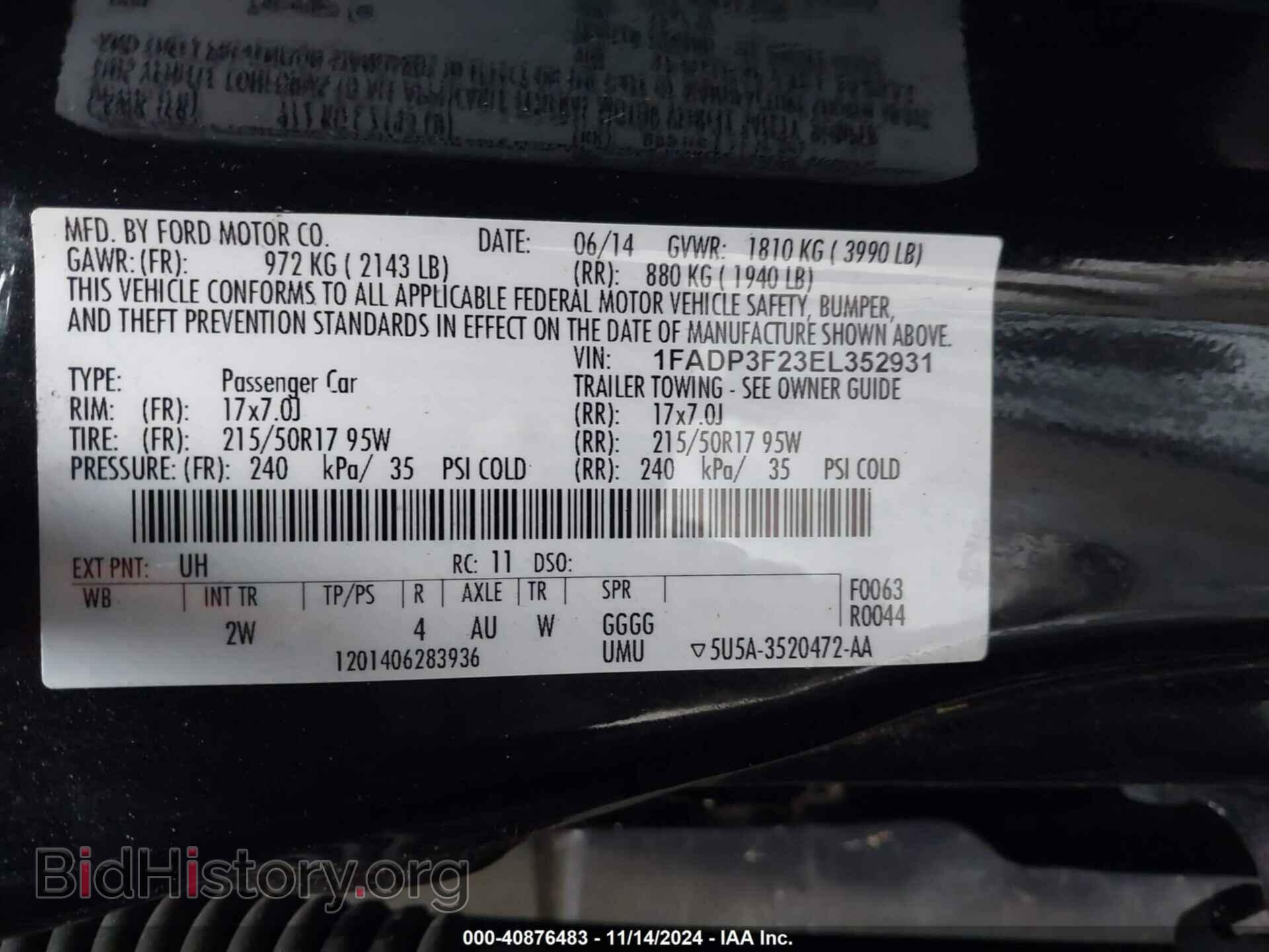 2014 FORD FOCUS - VIN: 1FADP3F23EL352931 - Photo 9