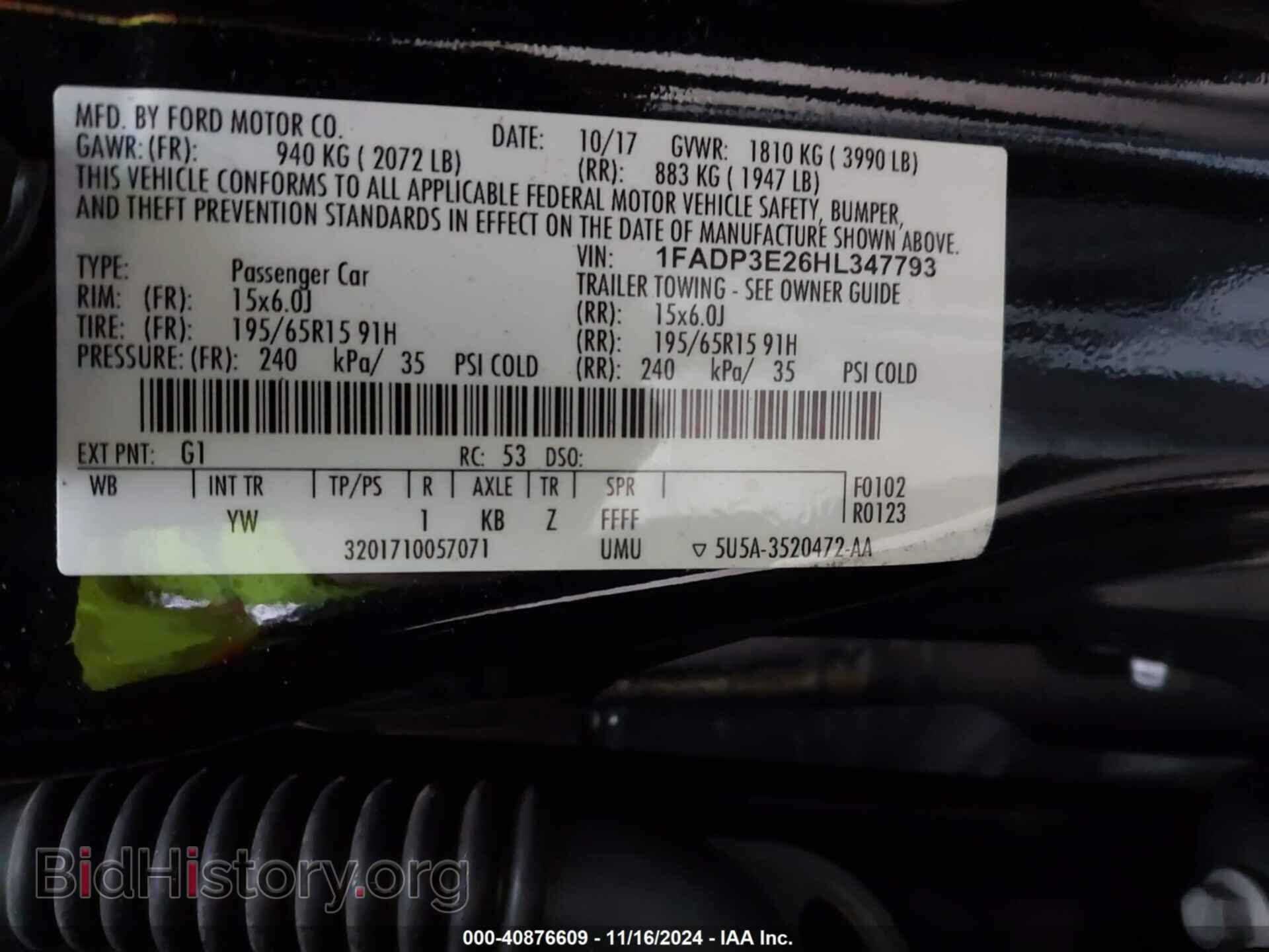 2017 FORD FOCUS - VIN: 1FADP3E26HL347793 - Фото 9