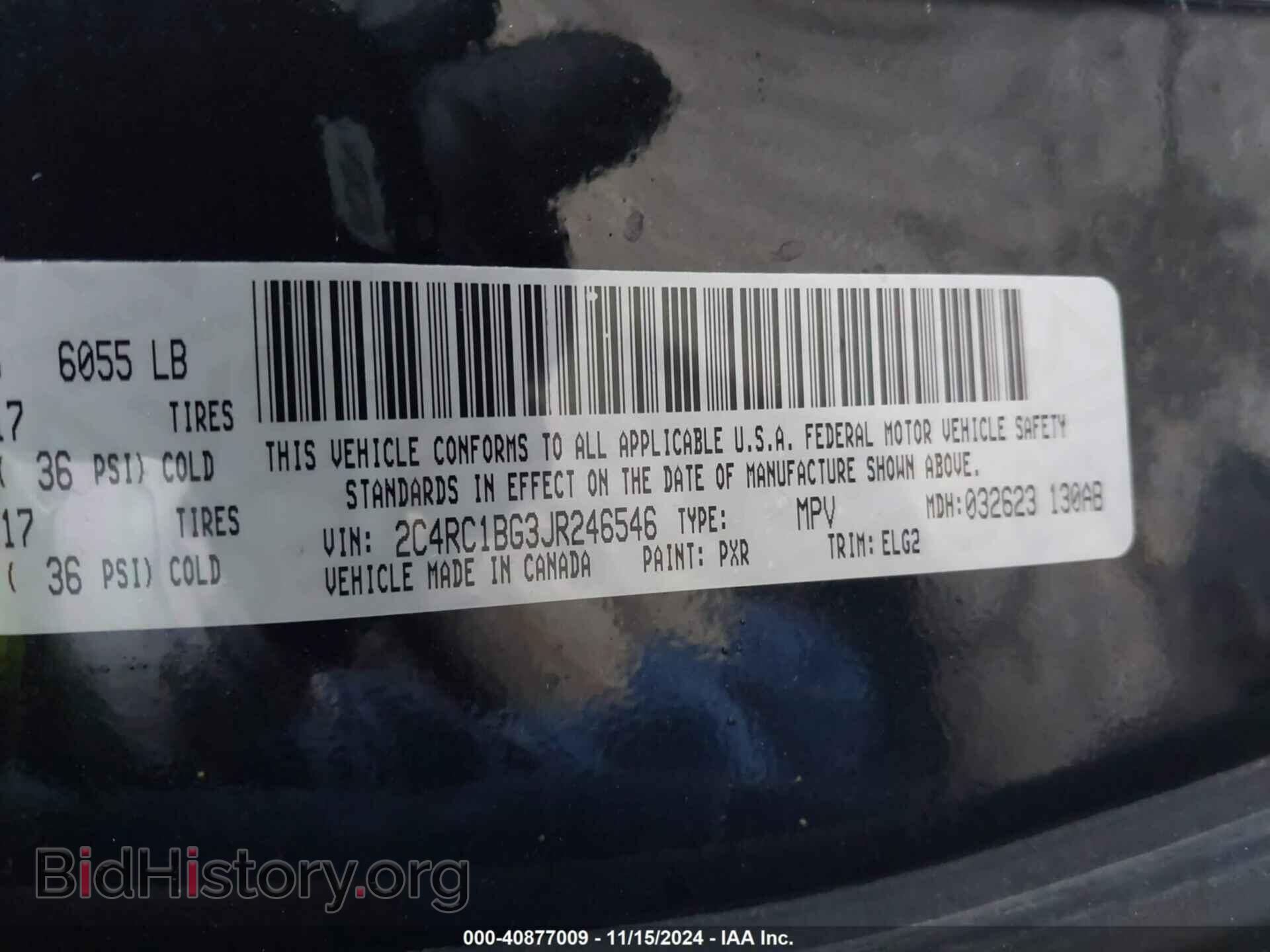 2018 CHRYSLER PACIFICA - VIN: 2C4RC1BG3JR246546 - Фото 9