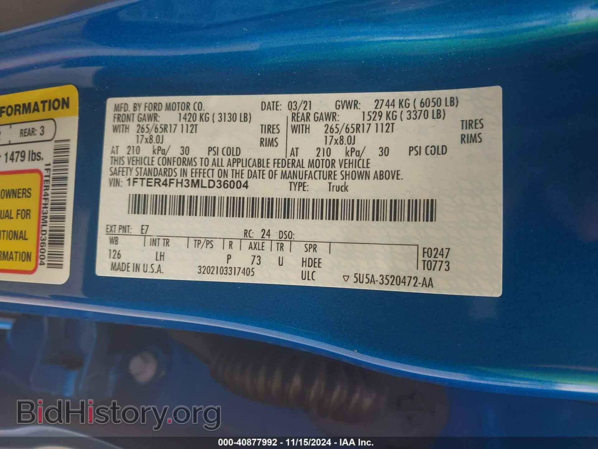 2021 FORD RANGER - VIN: 1FTER4FH3MLD36004 - Фото 9