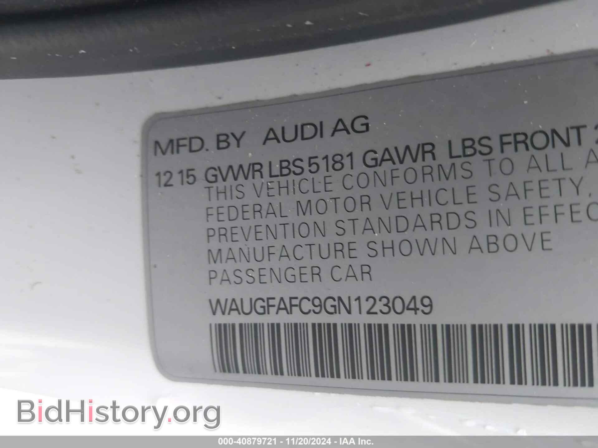 2016 AUDI A6 - VIN: WAUGFAFC9GN123049 - Фото 9