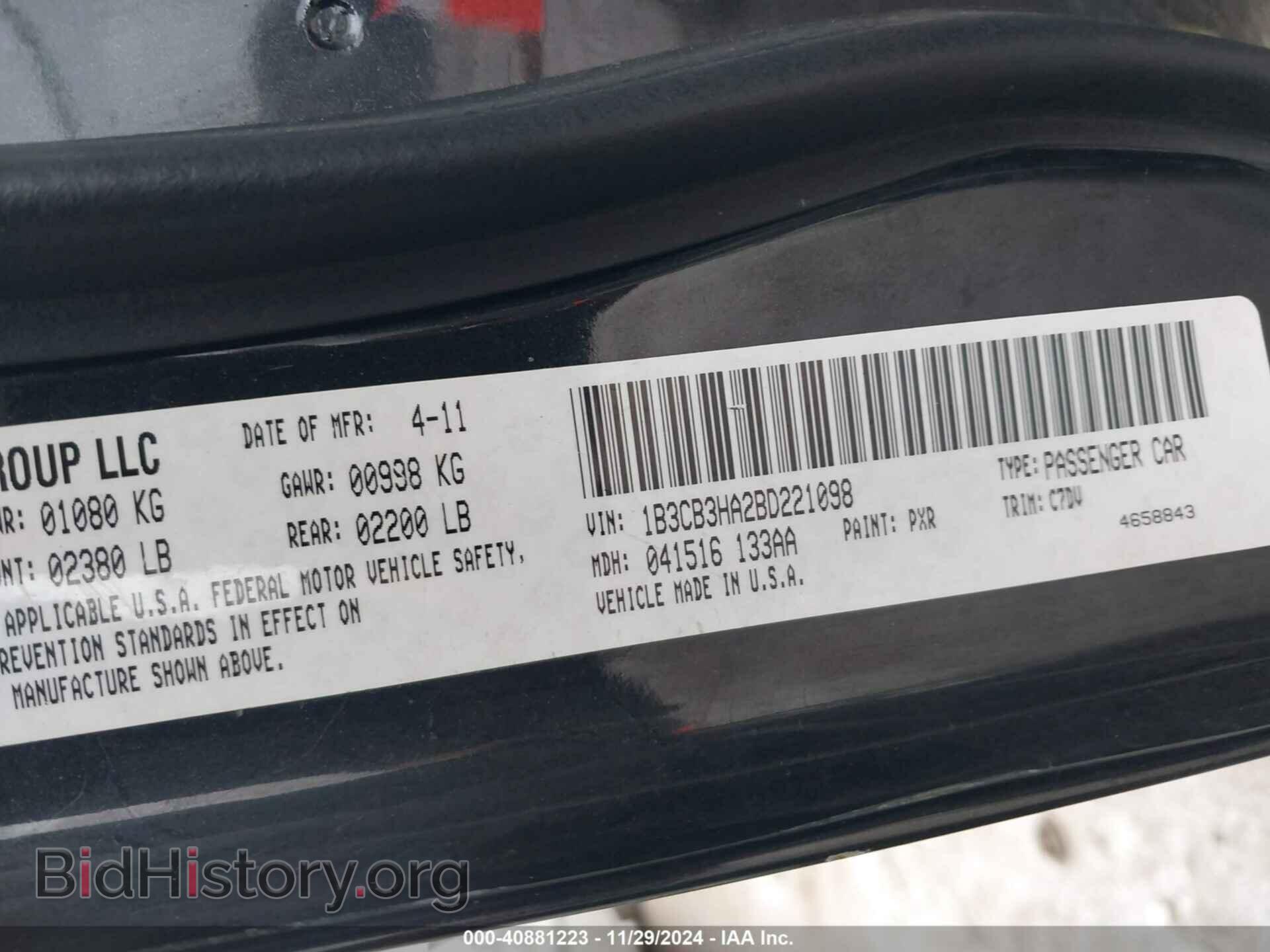 2011 DODGE CALIBER - VIN: 1B3CB3HA2BD221098 - Фото 9