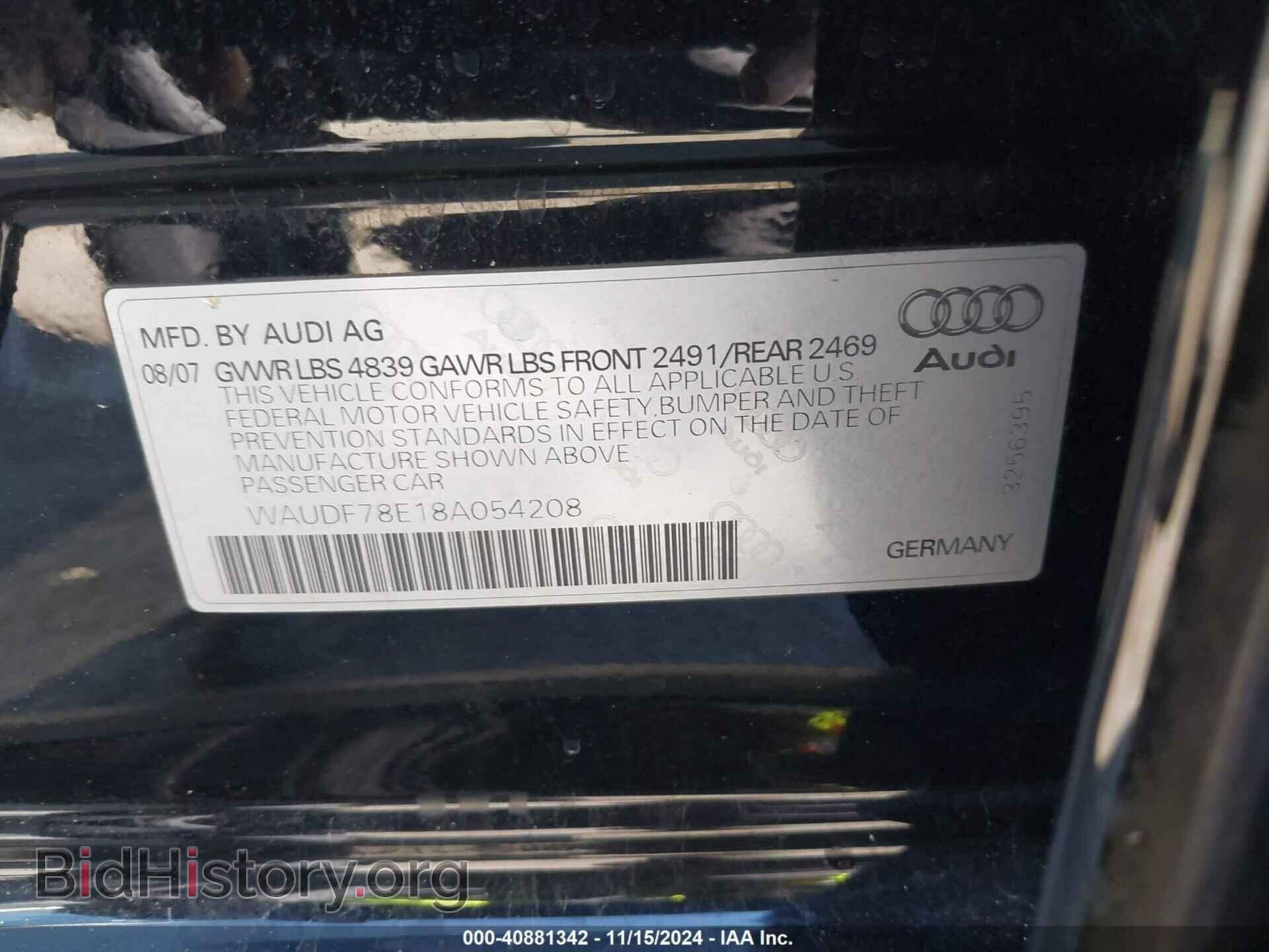 2008 AUDI A4 - VIN: WAUDF78E18A054208 - Фото 9