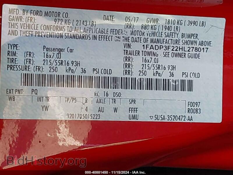 2017 Ford FOCUS (VIN 1FADP3F22HL278017) — photo 9 of 11