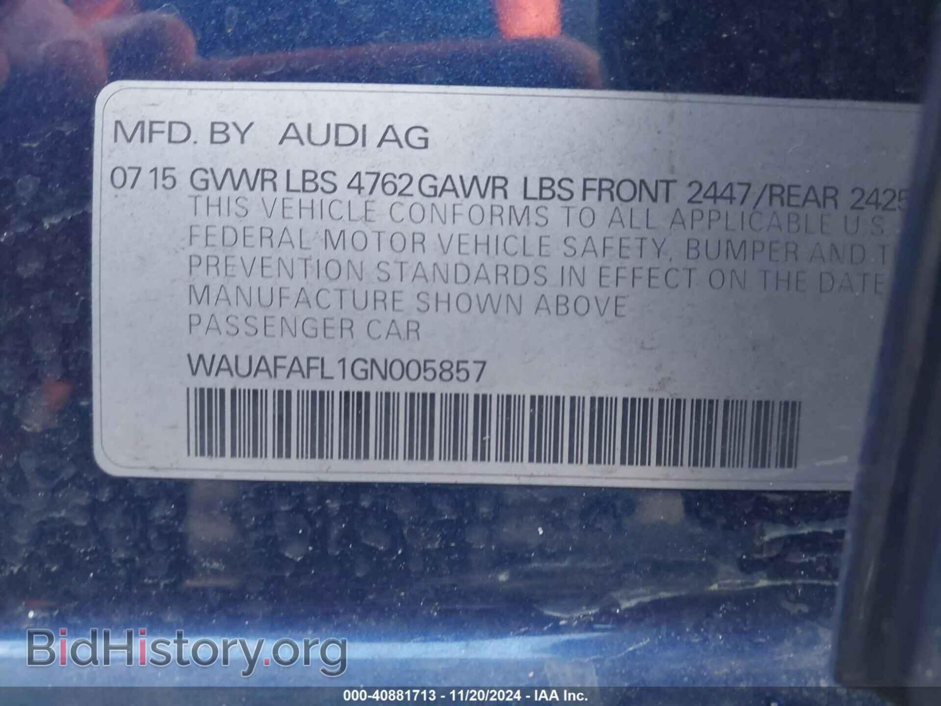 2016 AUDI A4 - VIN: WAUAFAFL1GN005857 - Фото 9