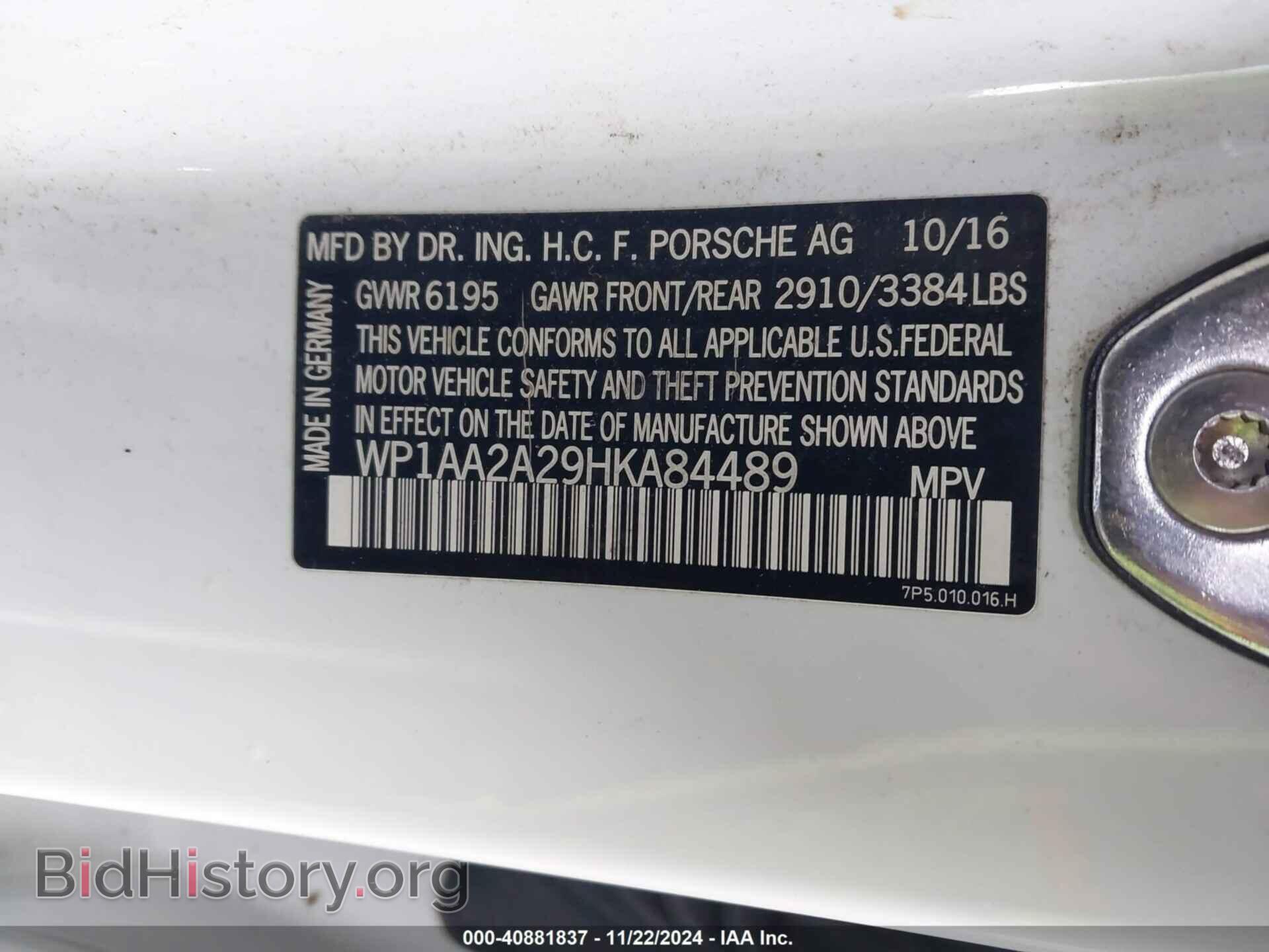2017 PORSCHE CAYENNE - VIN: WP1AA2A29HKA84489 - Фото 9