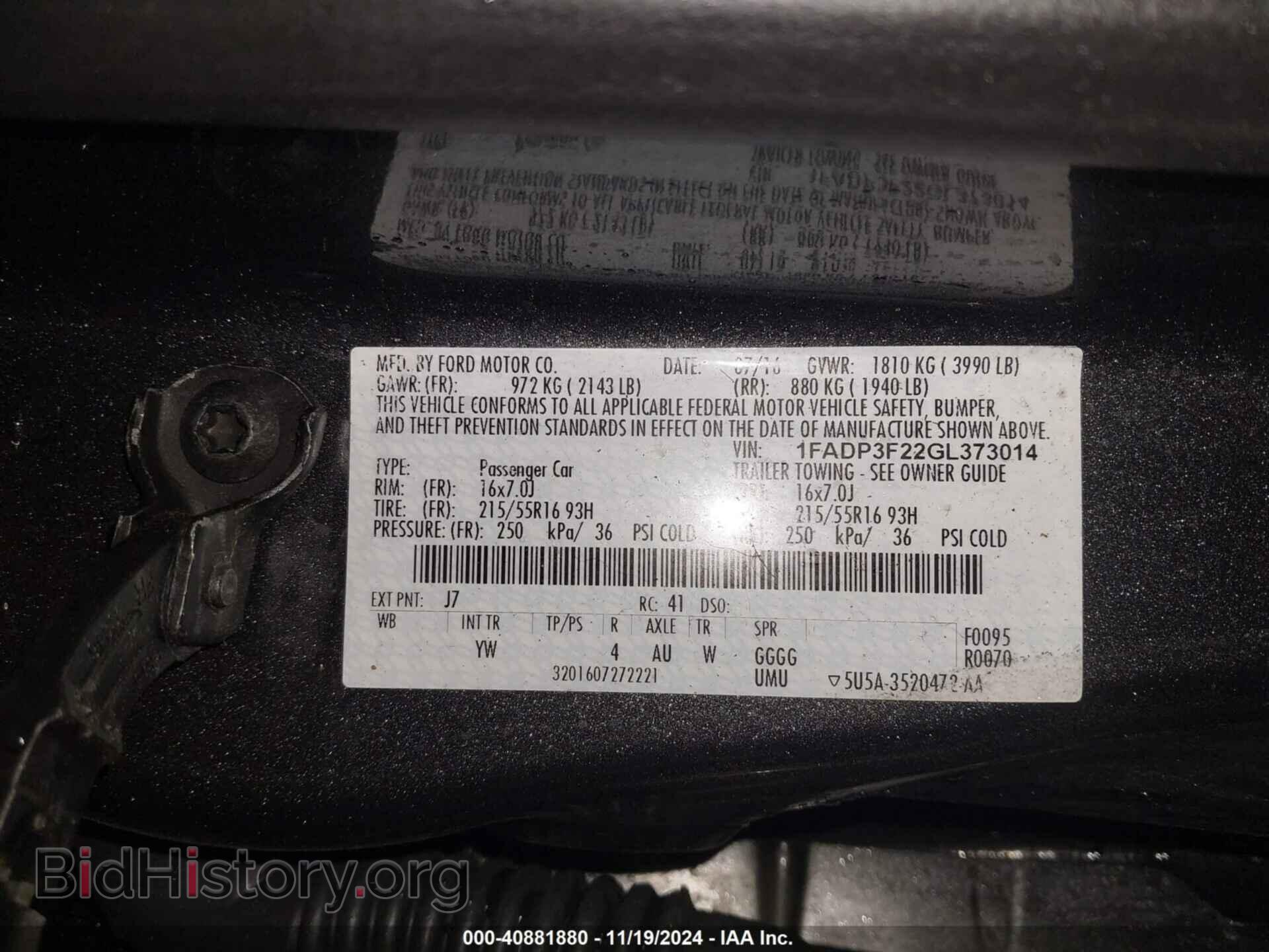 2016 FORD FOCUS - VIN: 1FADP3F22GL373014 - Фото 9