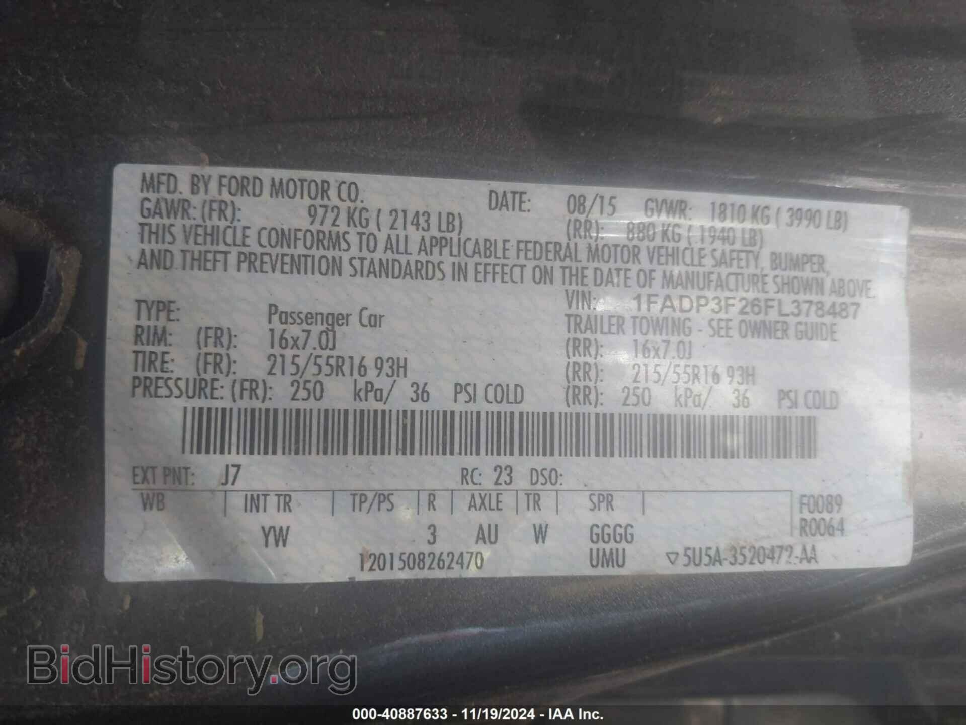 2015 FORD FOCUS - VIN: 1FADP3F26FL378487 - Фото 9