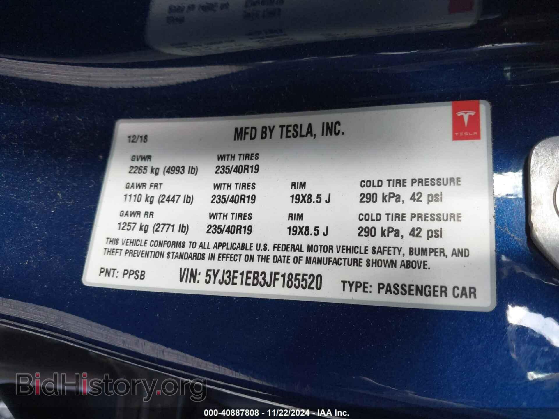2018 TESLA MODEL 3 - VIN: 5YJ3E1EB3JF185520 - Photo 9