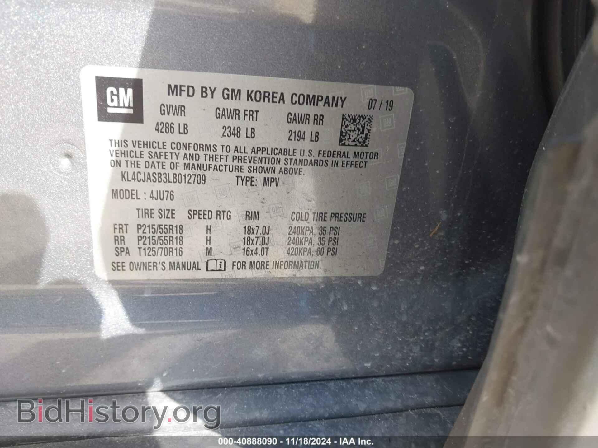 2020 BUICK ENCORE - VIN: KL4CJASB3LB012709 - Фото 9