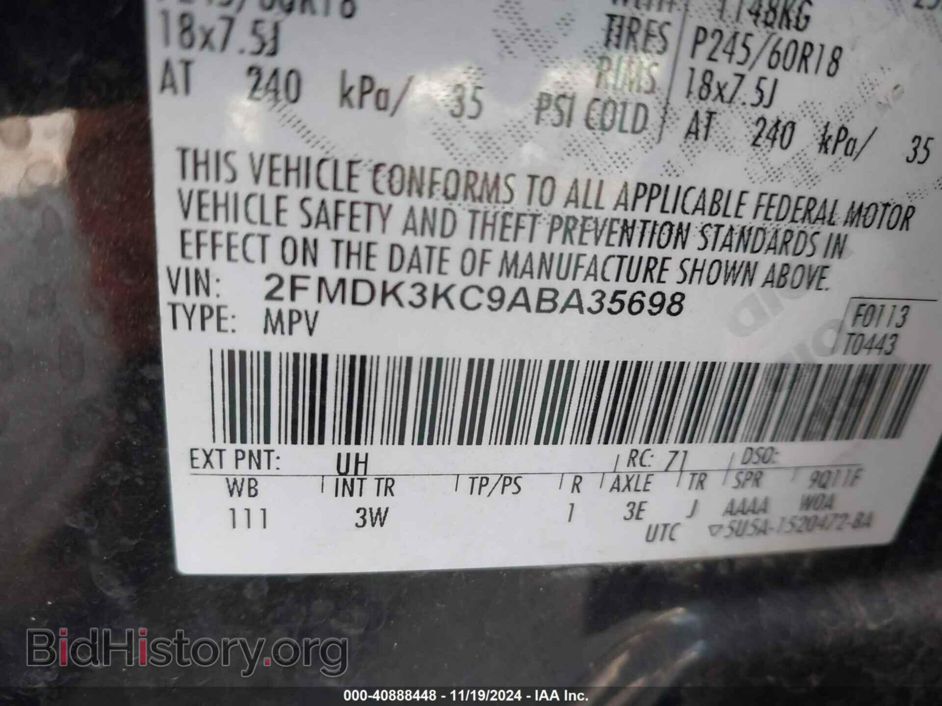 2010 FORD EDGE - VIN: 2FMDK3KC9ABA35698 - Photo 9