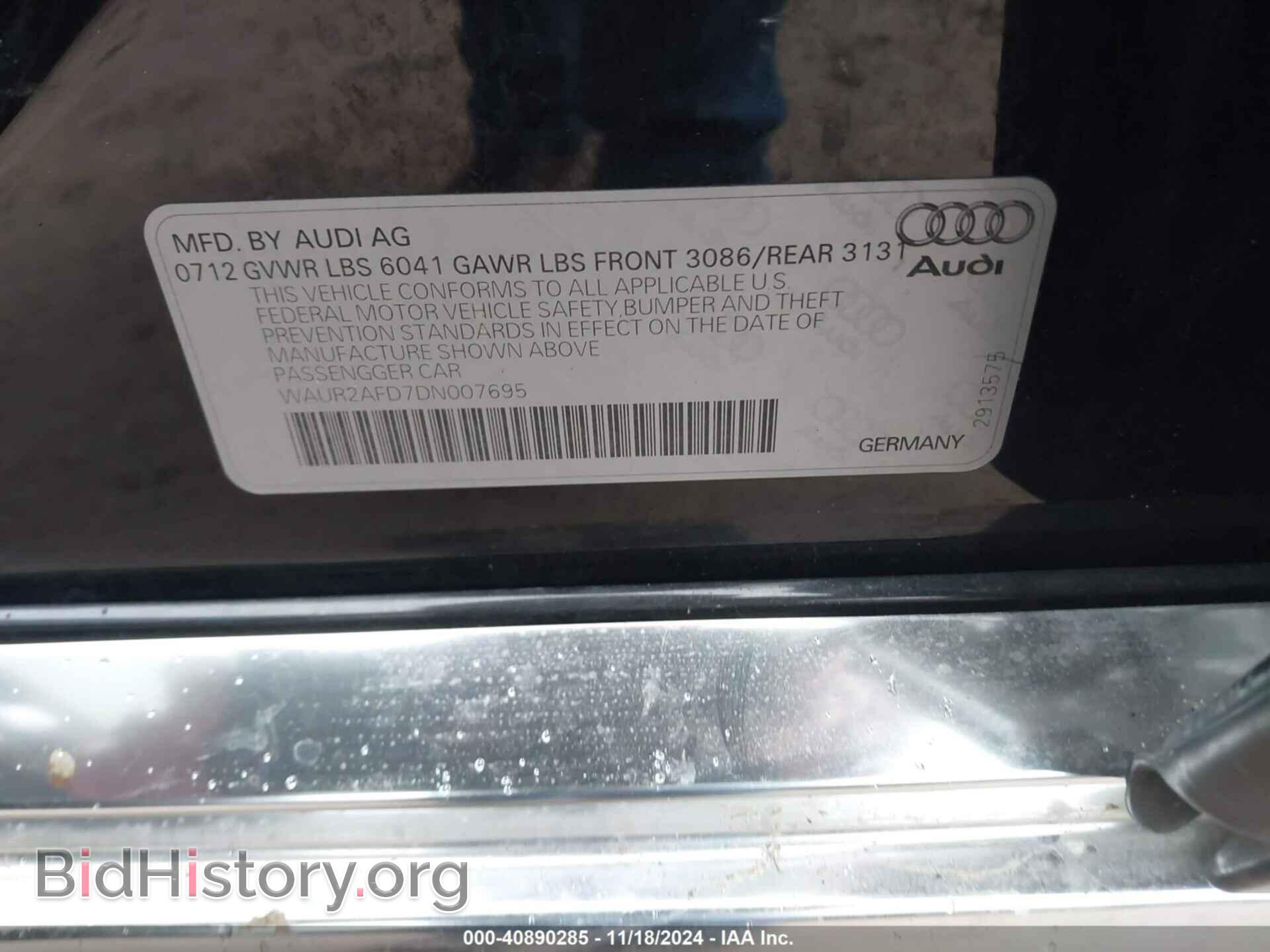 2013 AUDI A8 L - VIN: WAUR2AFD7DN007695 - Фото 9